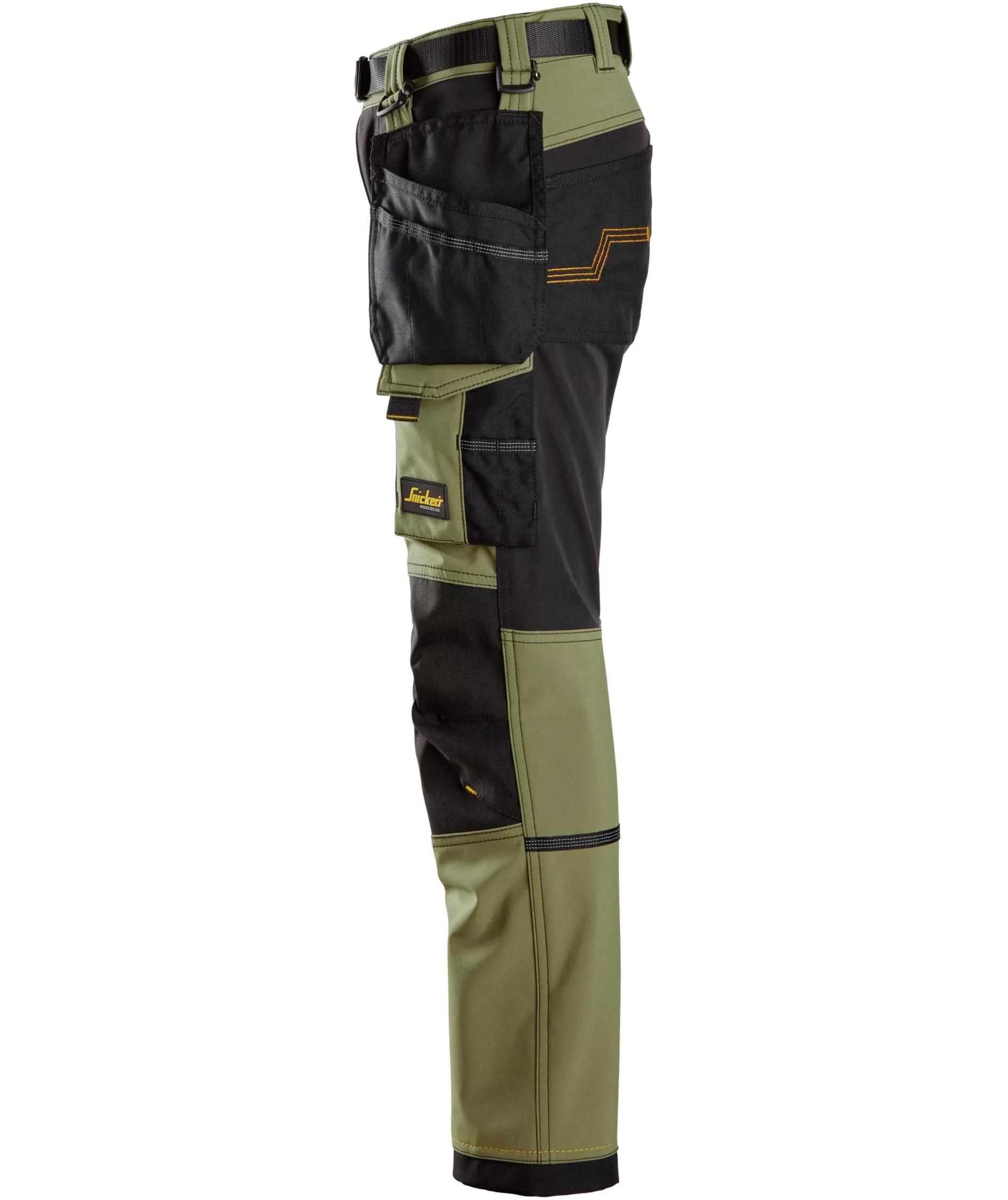 Snickers AllroundWork h&aring;ndv&aelig;rkerbukser 7575 til b&oslash;rn full stretch, Khaki Green/Black, large image number 5