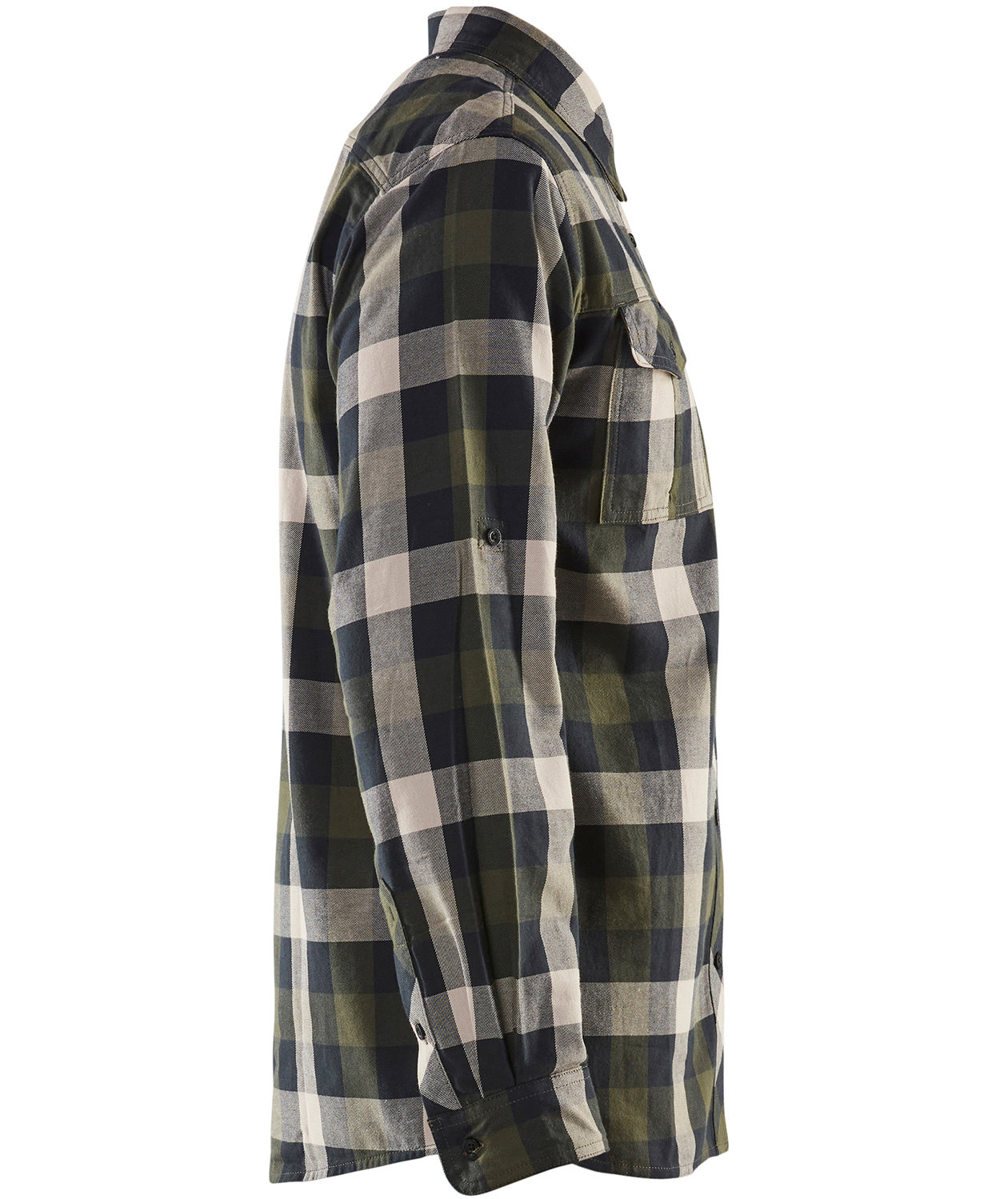 Bl&aring;kl&auml;der flannel snekkerskjorte, Olivengr&oslash;nn/Svart, large image number 3