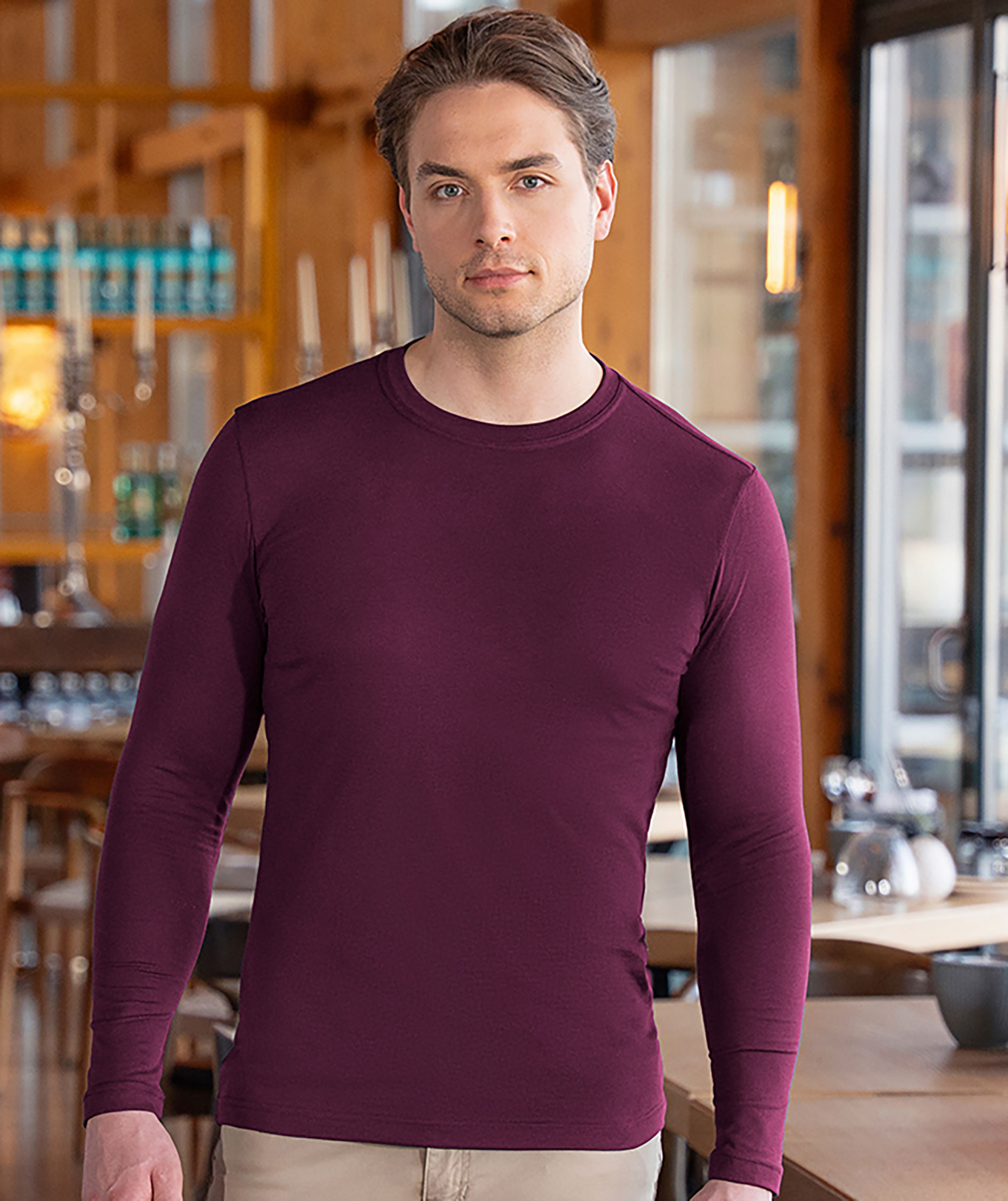 Karlowsky Casual-Flair langermet T-skjorte, Aubergine