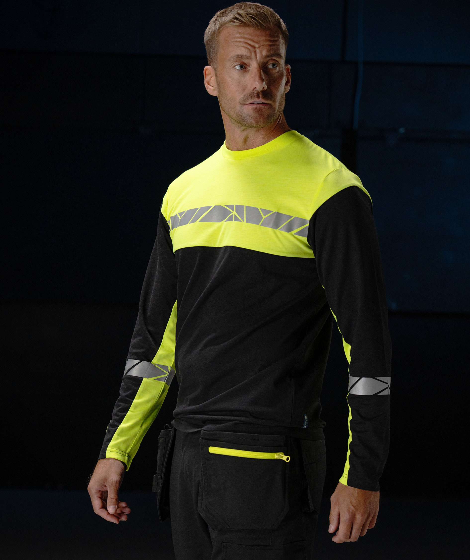 ProJob long-sleeved T-shirt 7002, Black/Yellow