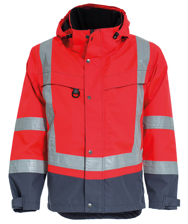 Tranemo CE-ME Shelljacke, Hi-vis rot/grau