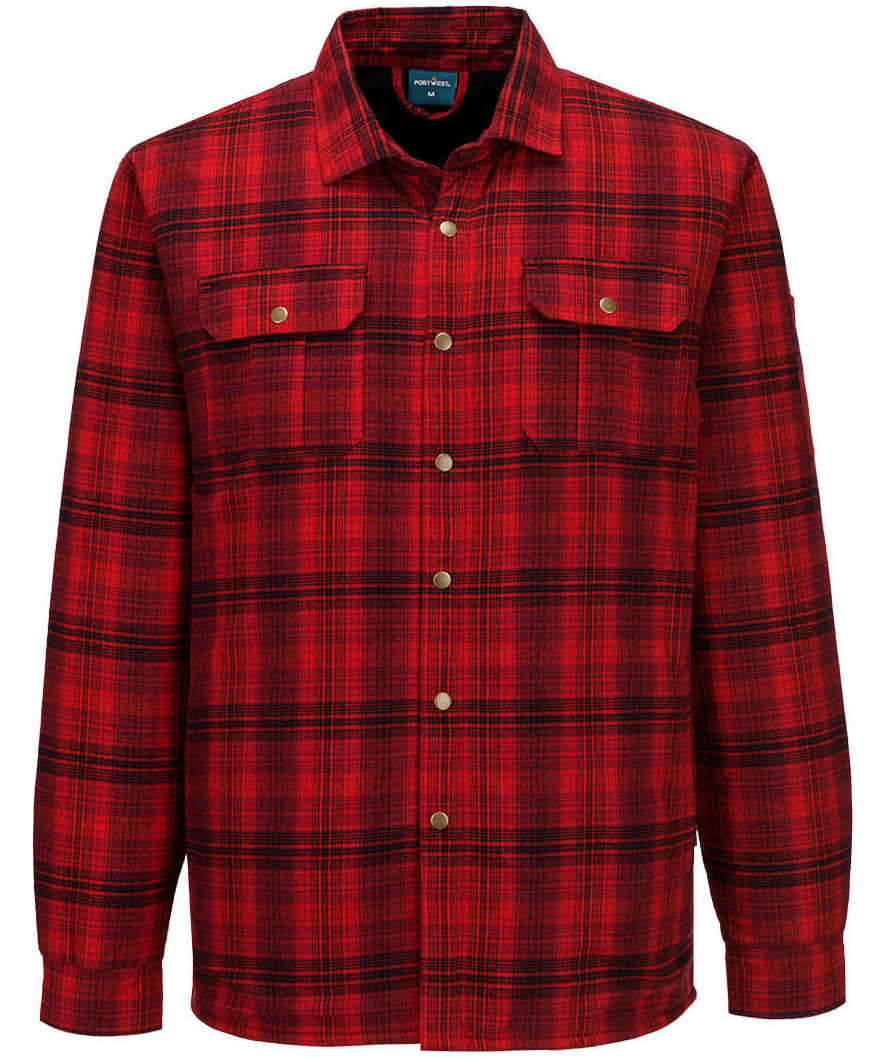 Portwest KA3 flannel shirt jacket, Red