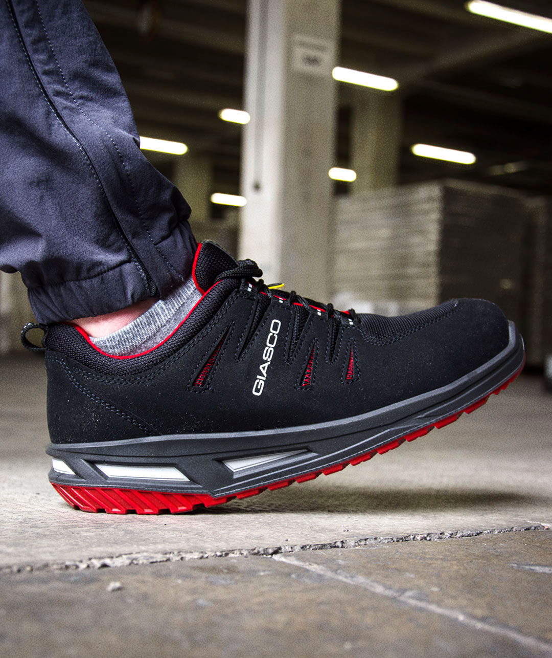 Giasco Fox skyddsskor S3, Svart/R&ouml;d
