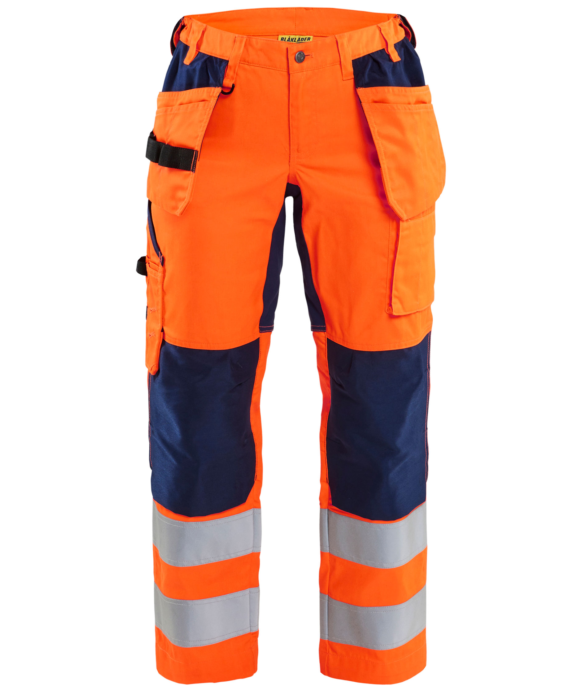 Bl&aring;kl&auml;der stretch hantverksbyxa dam, Varsel Orange/Marinbl&aring;