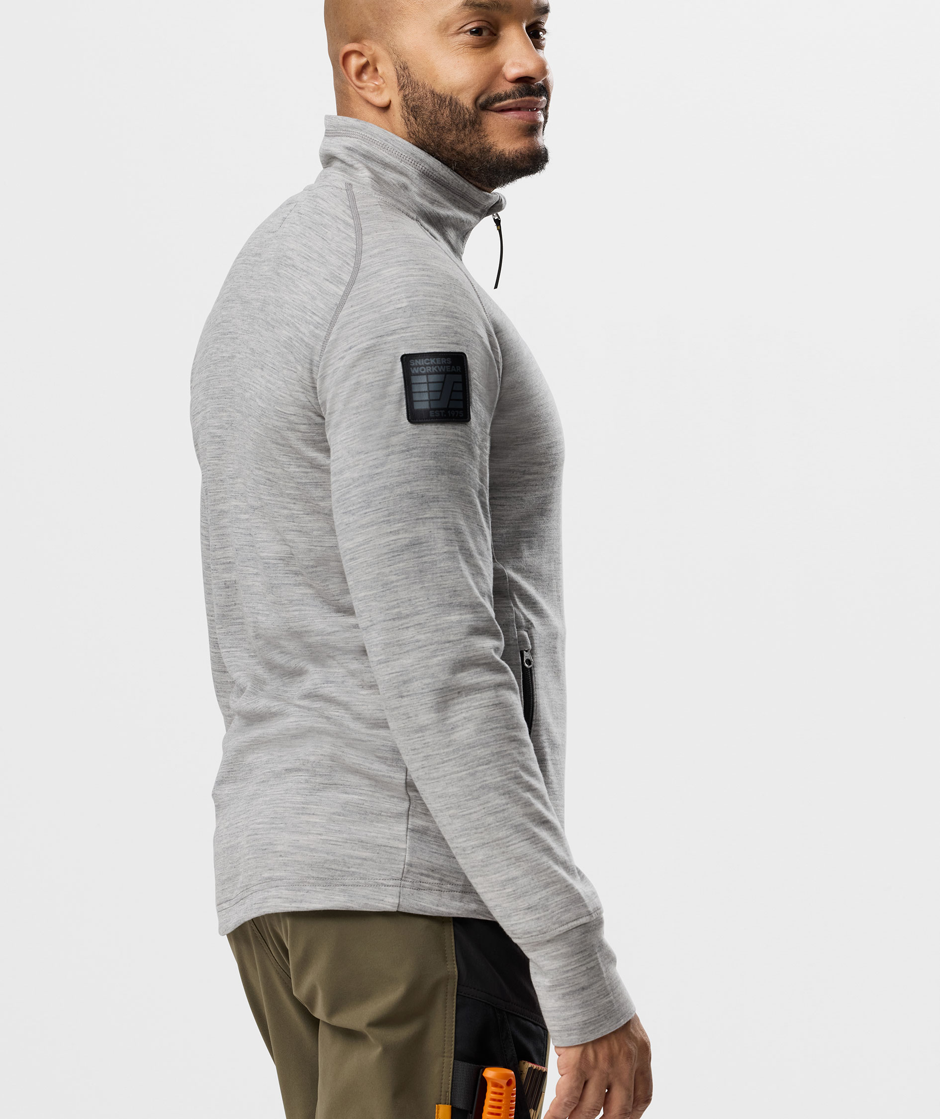 Snickers cardigan with merino wool 8451, Light grey mottled, large image number 3