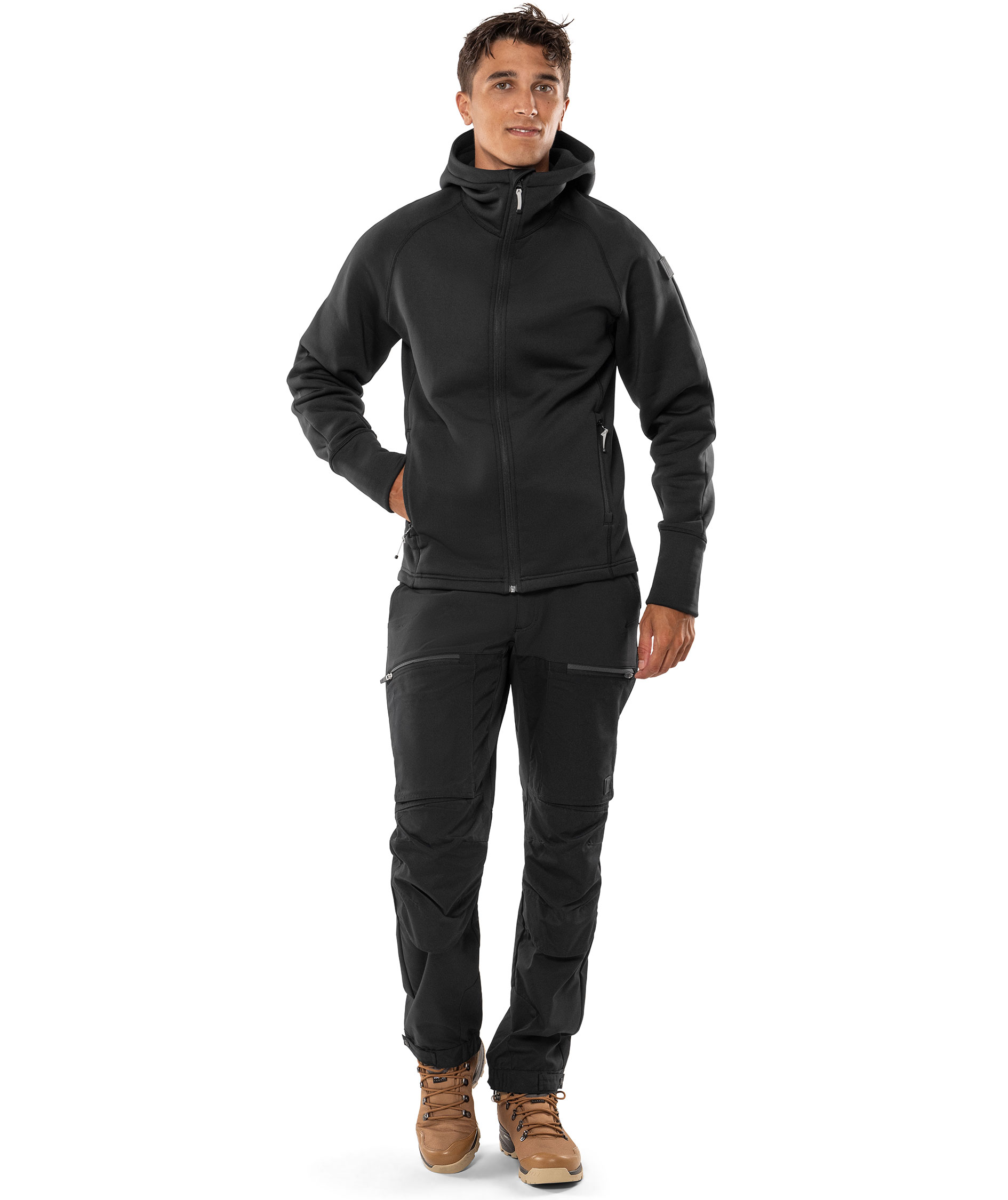 Fristads Cobalt Polartec&reg; hoodie med dragkedja full stretch, Svart