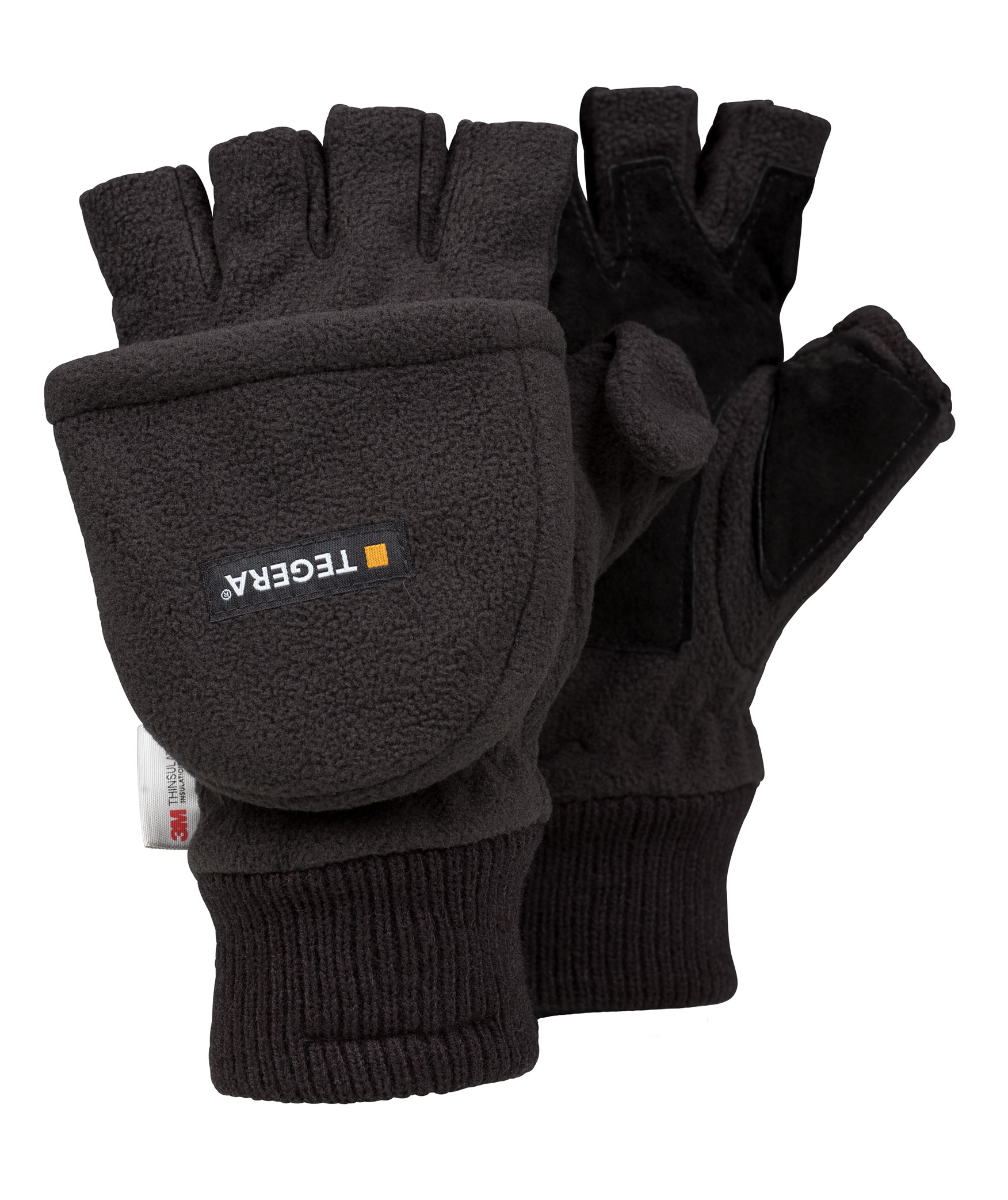 Tegera T6030 fingerl&oslash;se Thinsulate&trade; vinterhandsker, Sort