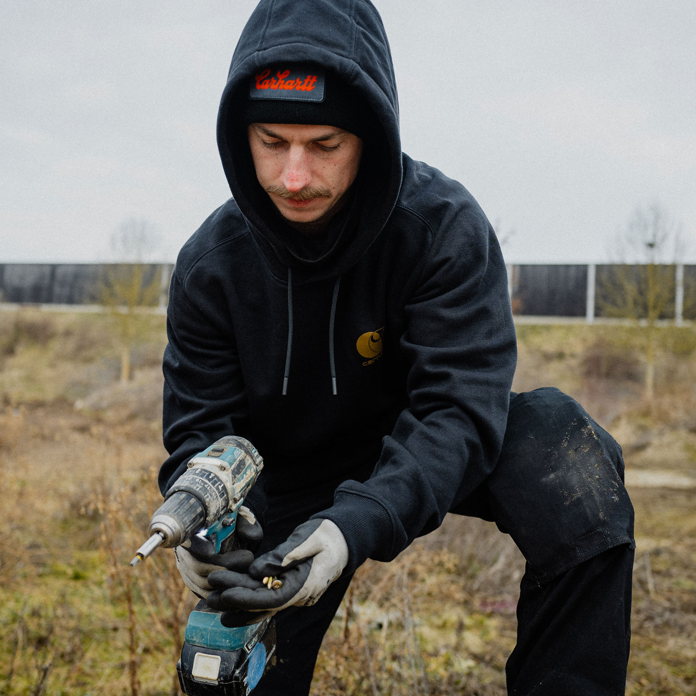 Carhartt Signature logo hoodie, Black, large image number 2