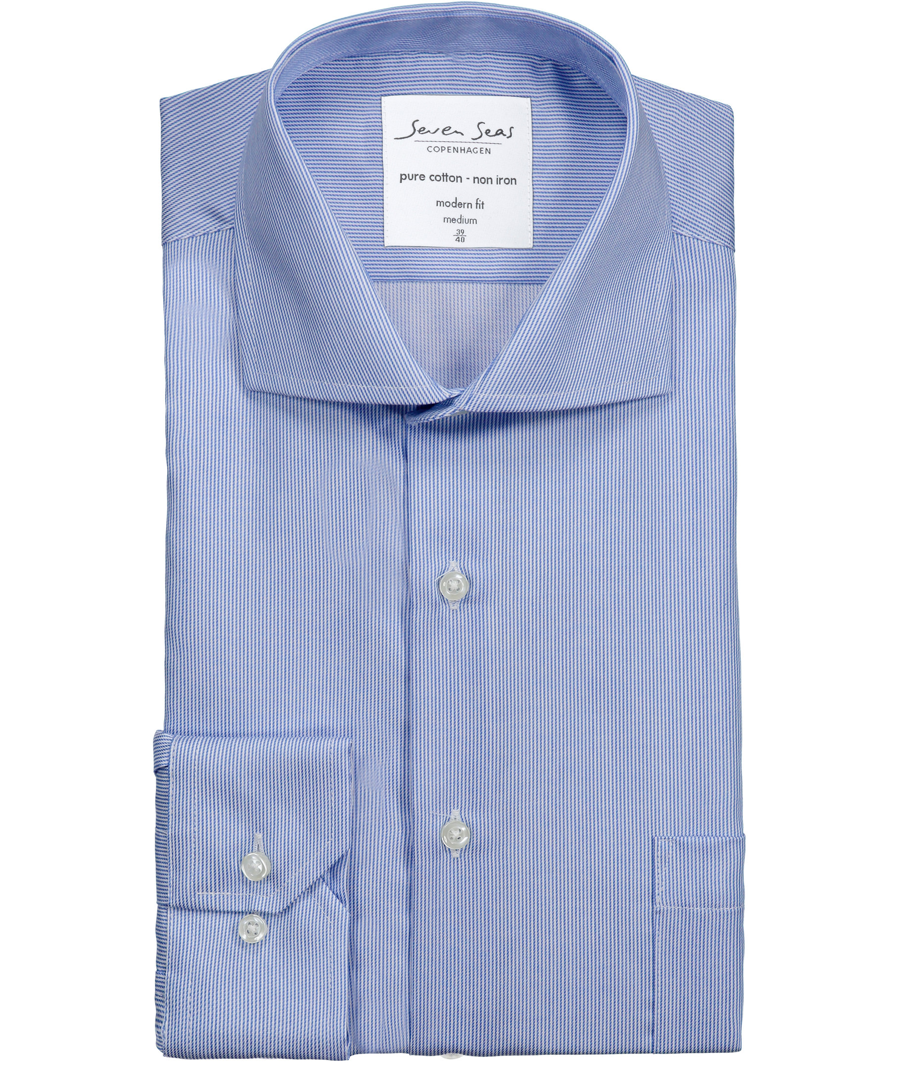 Seven Seas Fine Twill California modern fit skjorte, Lys Bl&aring;, large image number 6