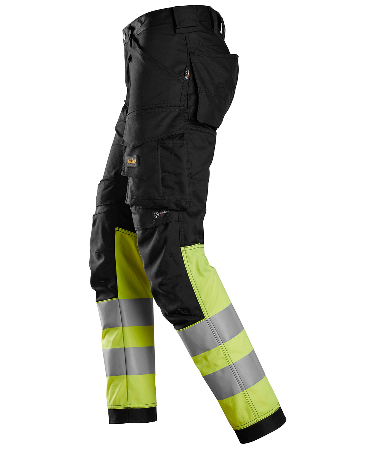 Snickers AllroundWork arbeidsbukse 6334, Svart/Hi-Vis Gul, large image number 2