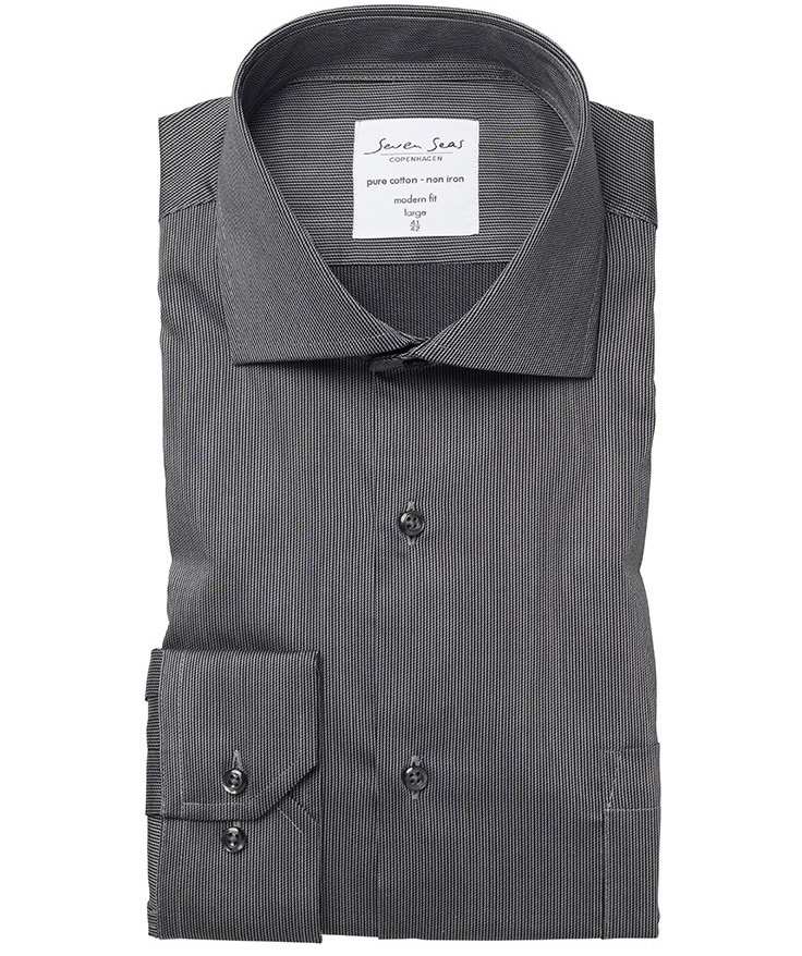 Seven Seas Fine Twill California modern fit shirt, Dark Grey, large image number 4