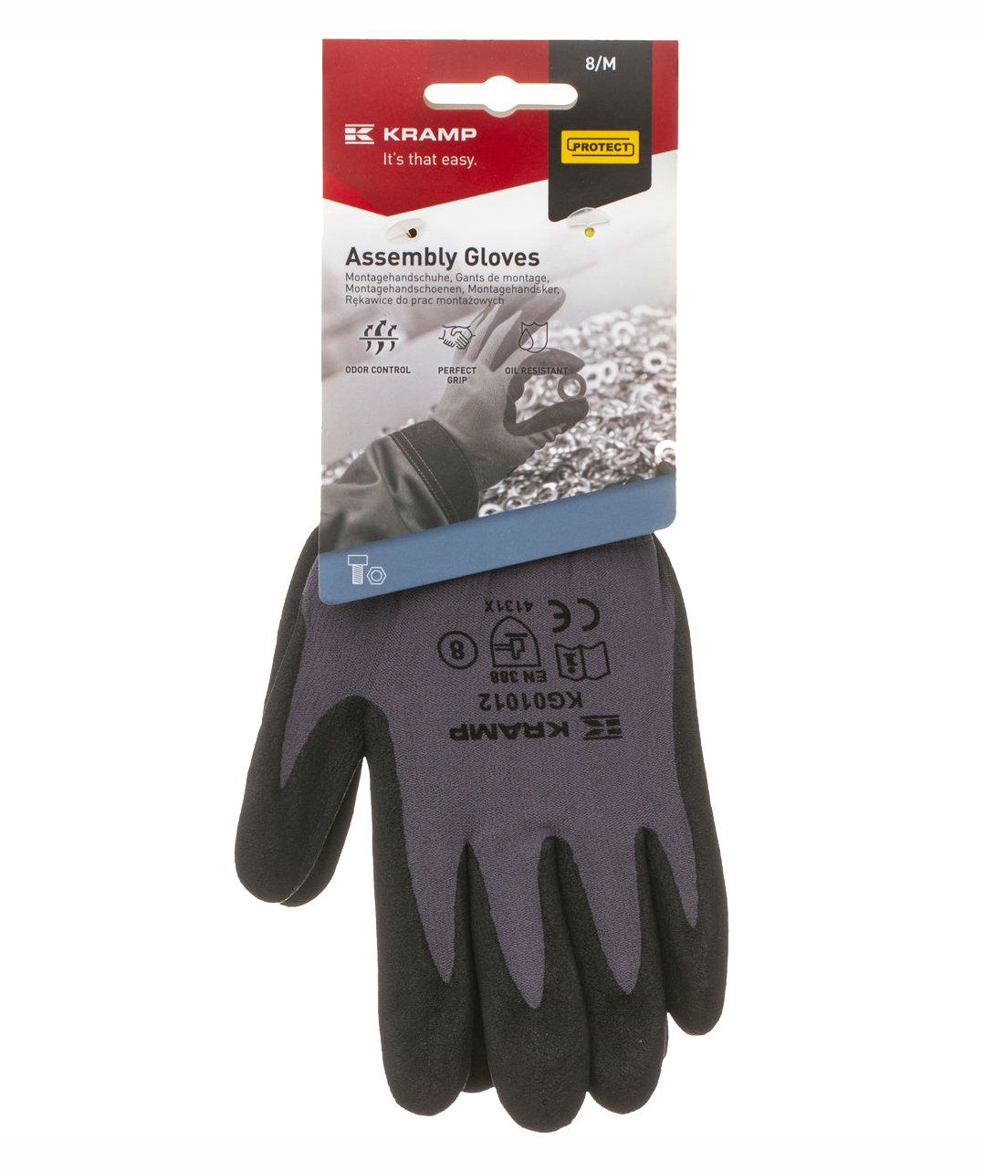 Kramp mounting gloves with oil resistant palm, Grey, large image number 2