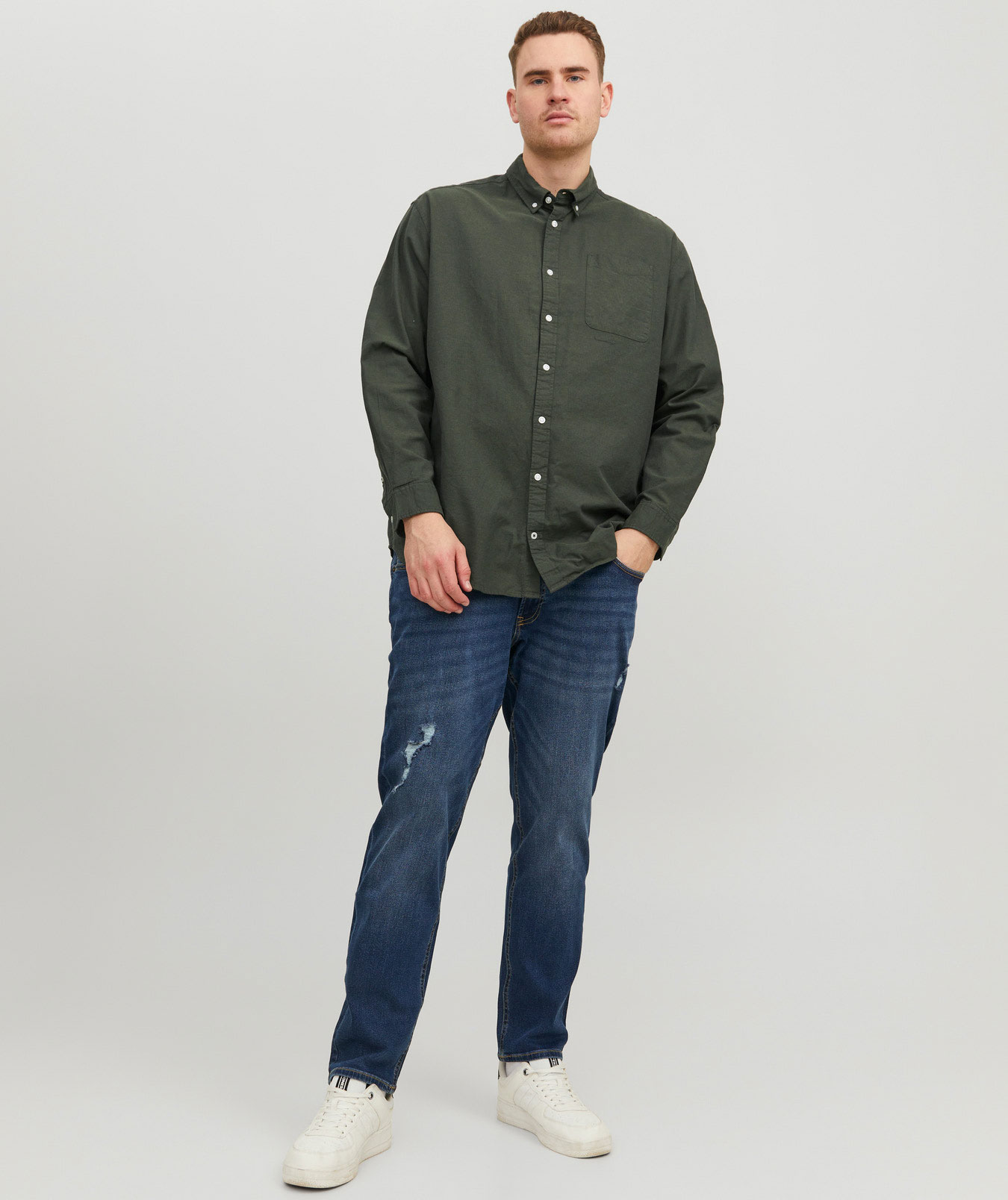 Jack & Jones Plus JJEOXFORD shirt, Forest Night