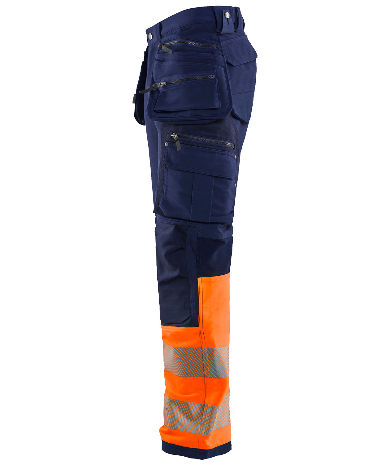 Bl&aring;kl&auml;der h&aring;ndv&aelig;rkerbukser full stretch, Marine/Hi-Vis Orange, large image number 3