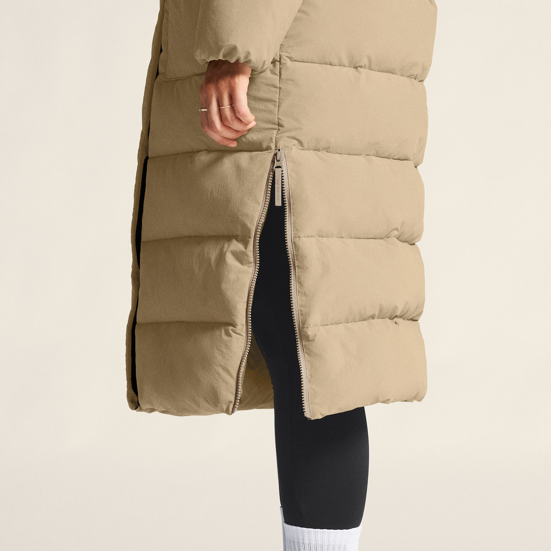 Craft Urban women's long quilted winter jacket, Taupe, large image number 9