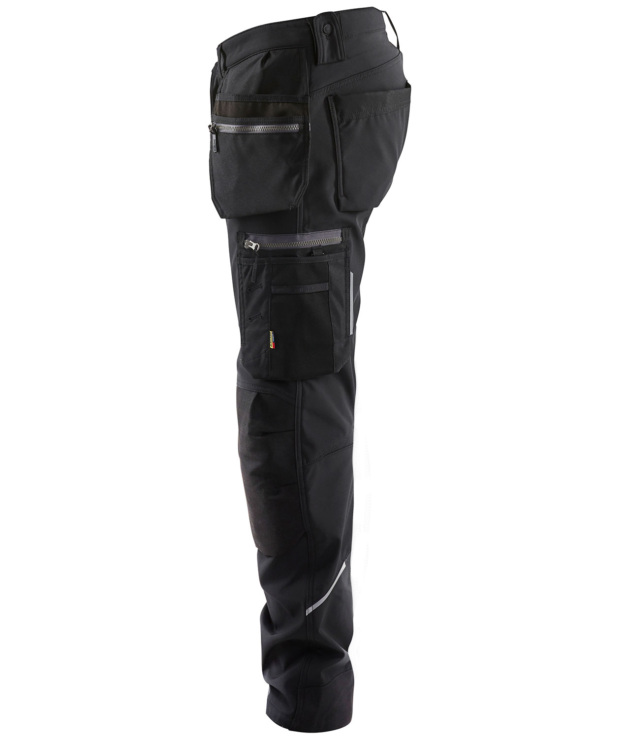 Bl&aring;kl&auml;der softshell h&aring;ndverksbukse, Svart, large image number 3