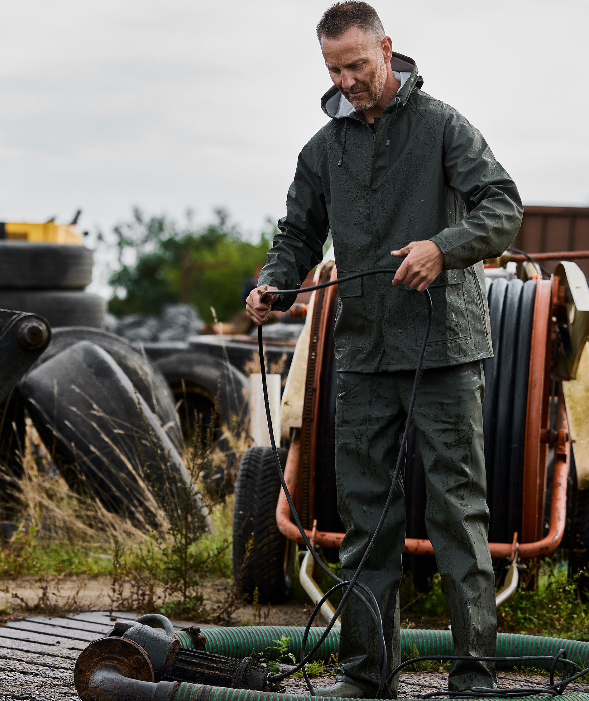 ELKA Elements Outdoor PU/PVC regnbyxa, Olivgr&ouml;n