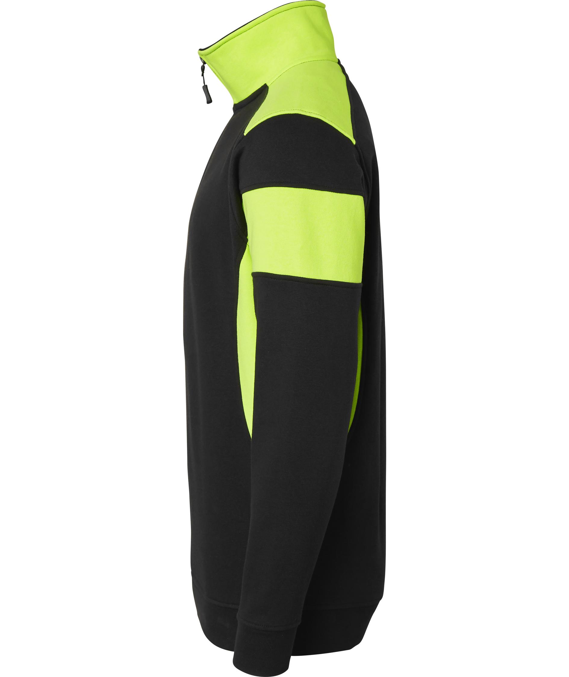 Top Swede collegegenser med kort glidel&aring;s 222, Svart/Hi-Vis Gul, large image number 3