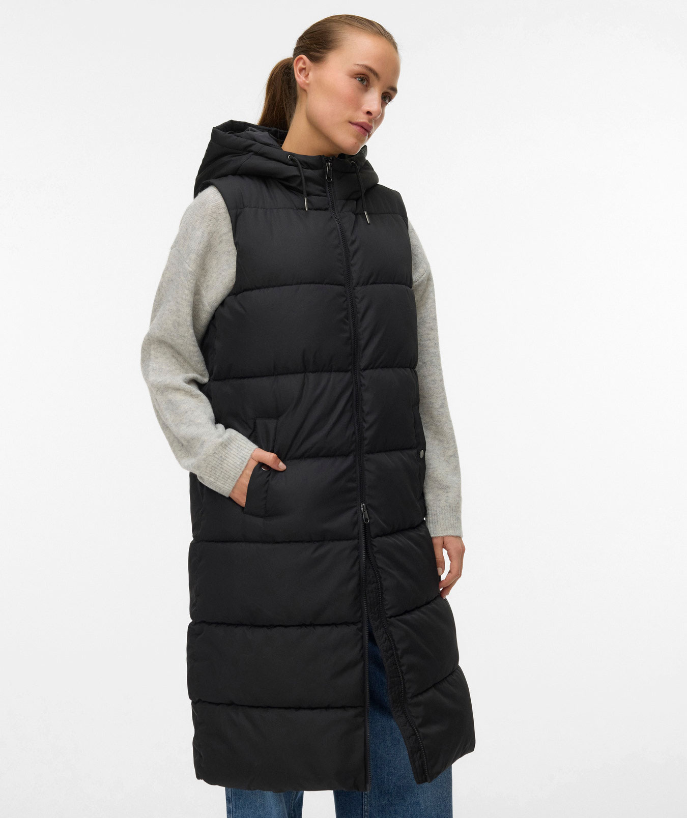 Vero Moda VMMICHELLE l&aring;ng vadderad v&auml;st dam, Black, large image number 4