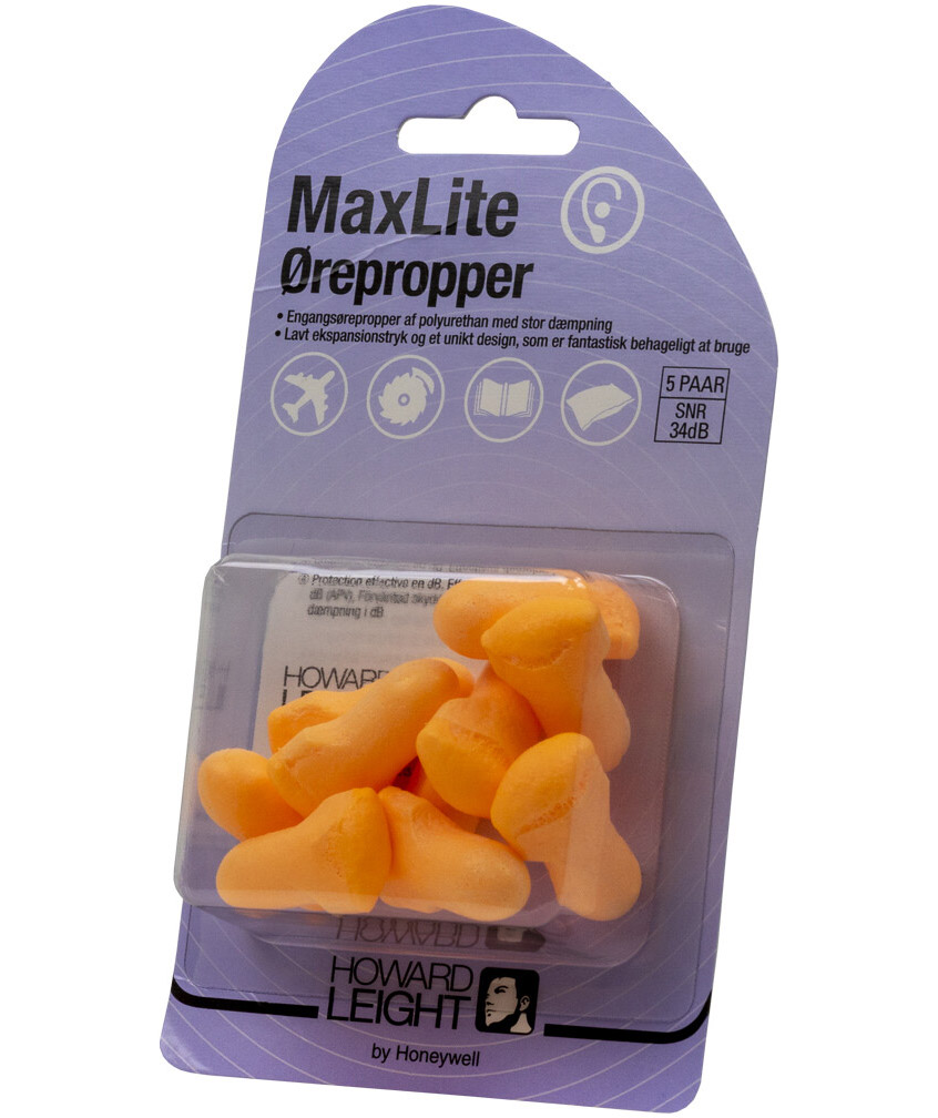 Howard Leight MaxLite &ouml;ronproppar 5 par, Varsel Orange