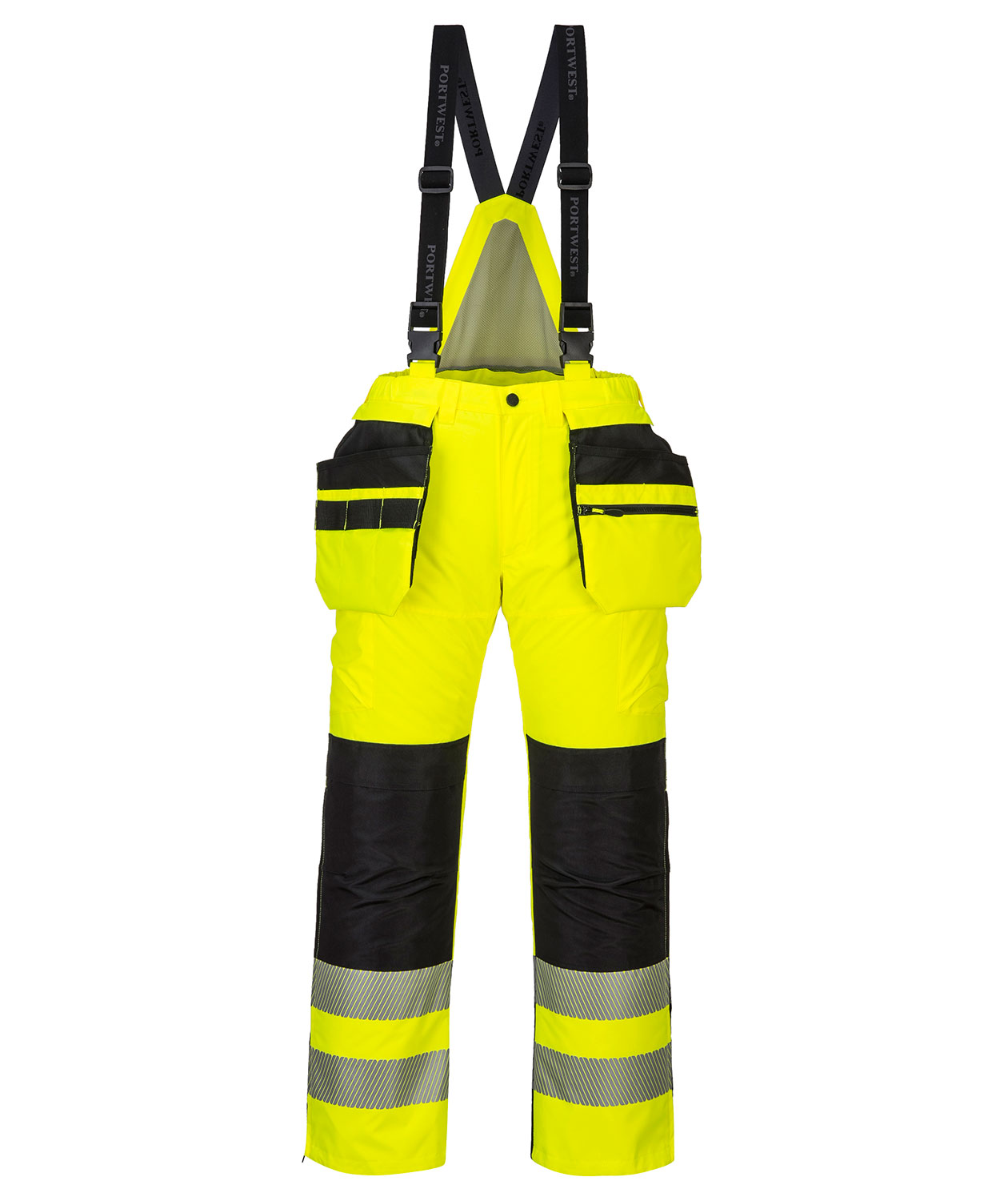 Portwest PW3 vinterhantverksh&auml;ngselbyxa, Varsel Gul/Svart