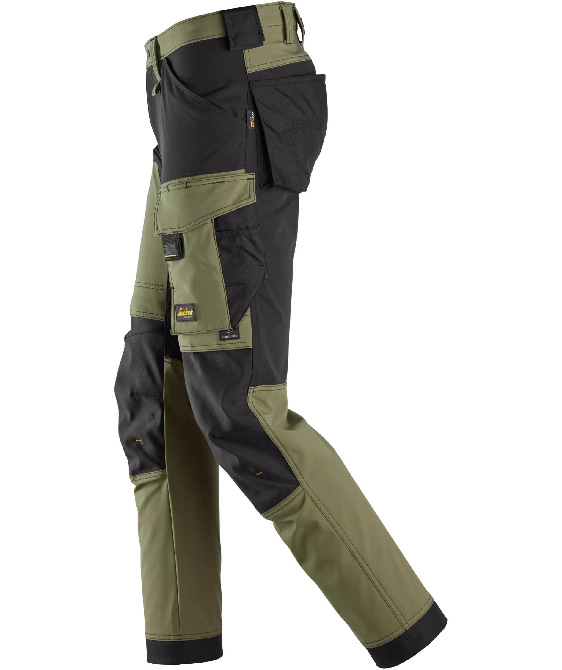 Snickers AllroundWork arbeidsbukse 6375 full stretch, Khaki Green/Black, large image number 5