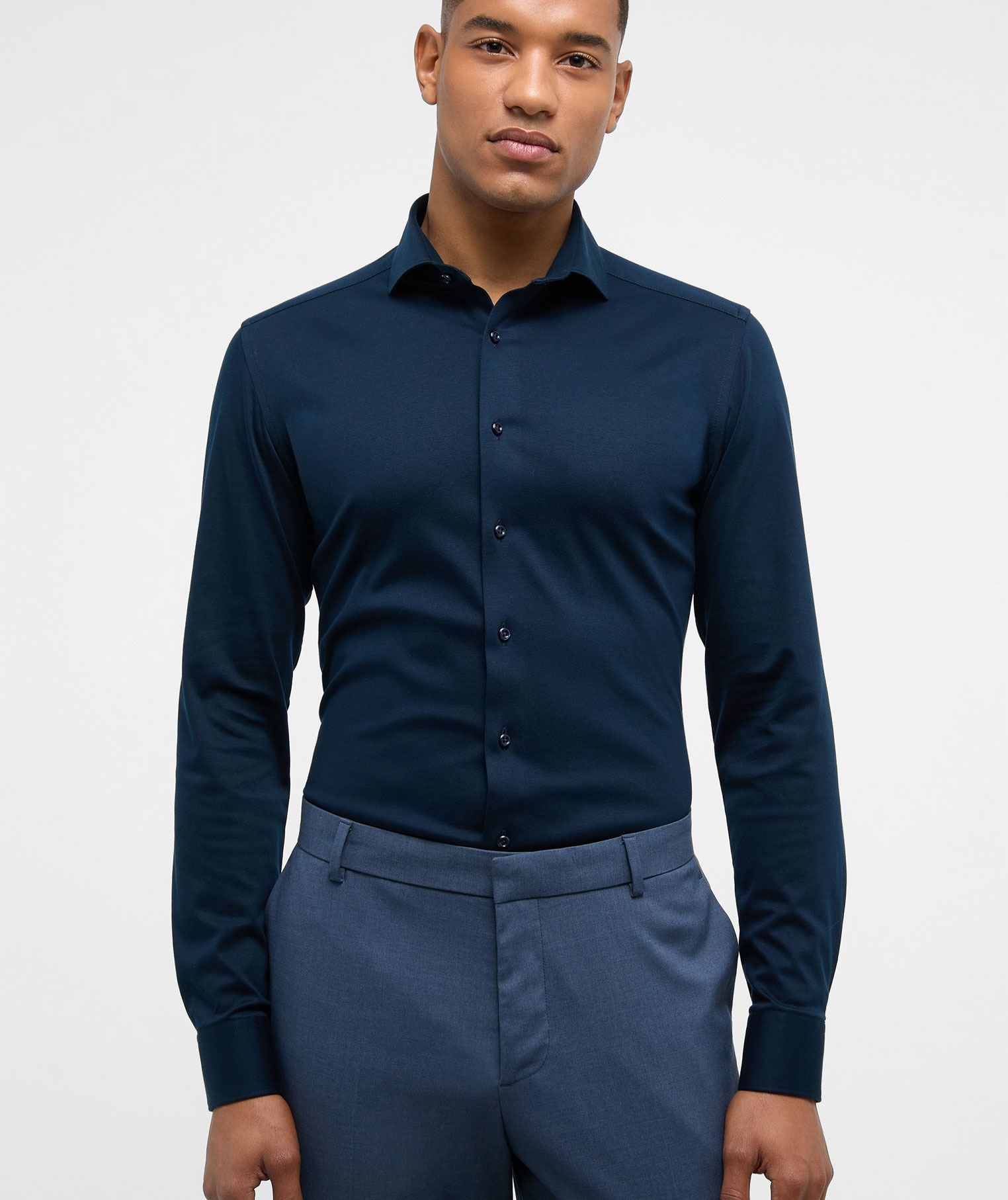 Eterna Soft Tailoring Jersey Slim fit, Navy
