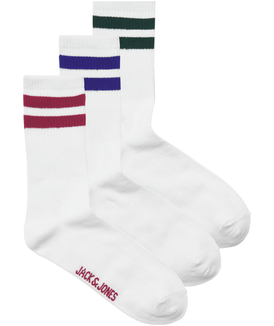 Jack & Jones JACTRAVIS 3-pack tennis socks, White/Pine Grove, White/Pine Grove, swatch