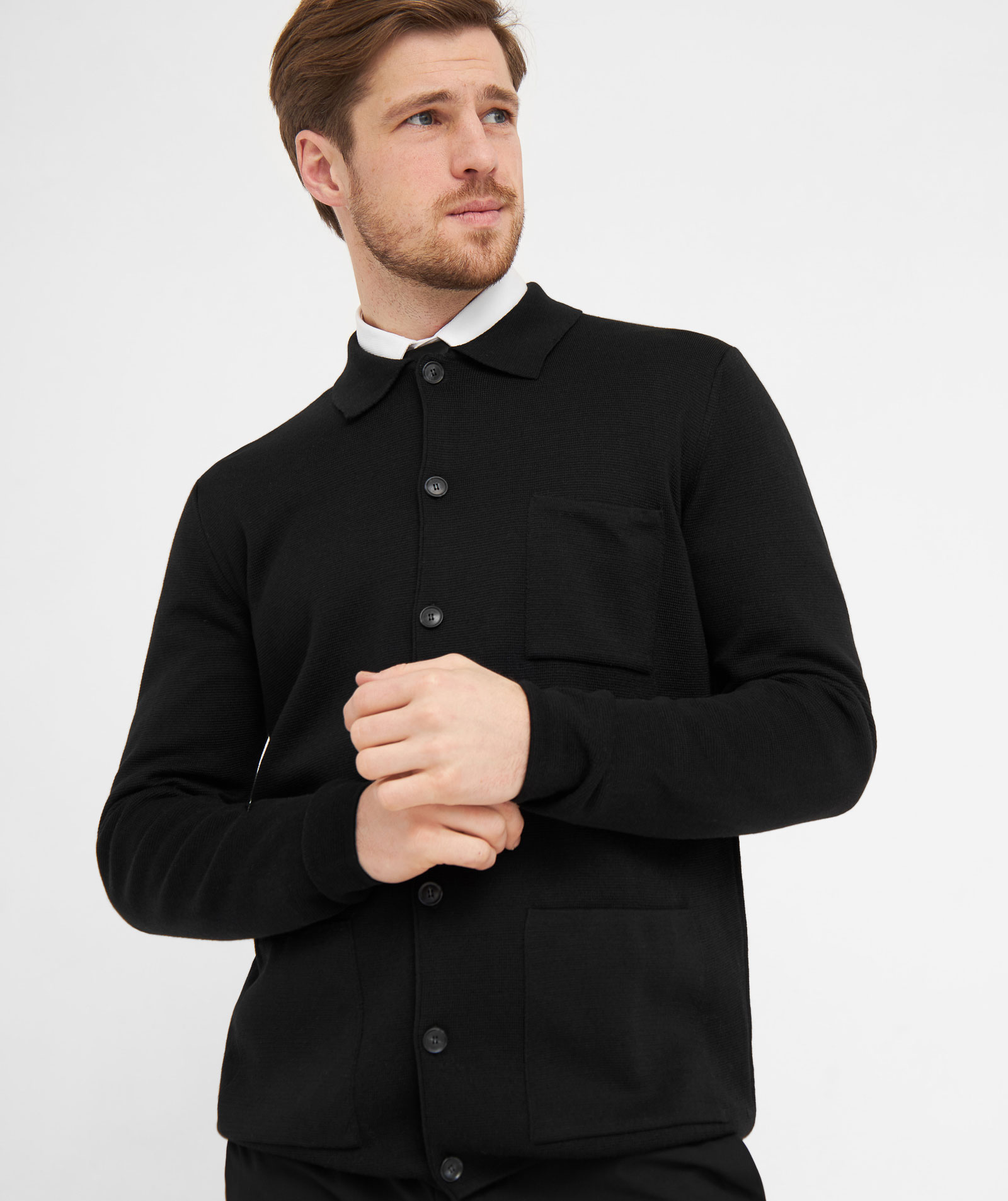 Clipper Manchester cardigan med knapper, Sort