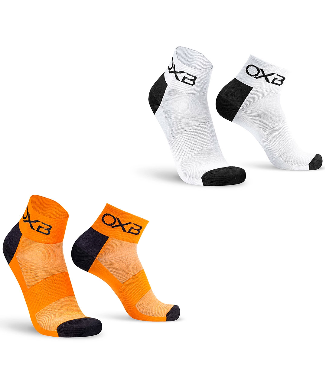 Oxyburn Approach Korte str&oslash;mper 2-pack, Hvit/Oransje