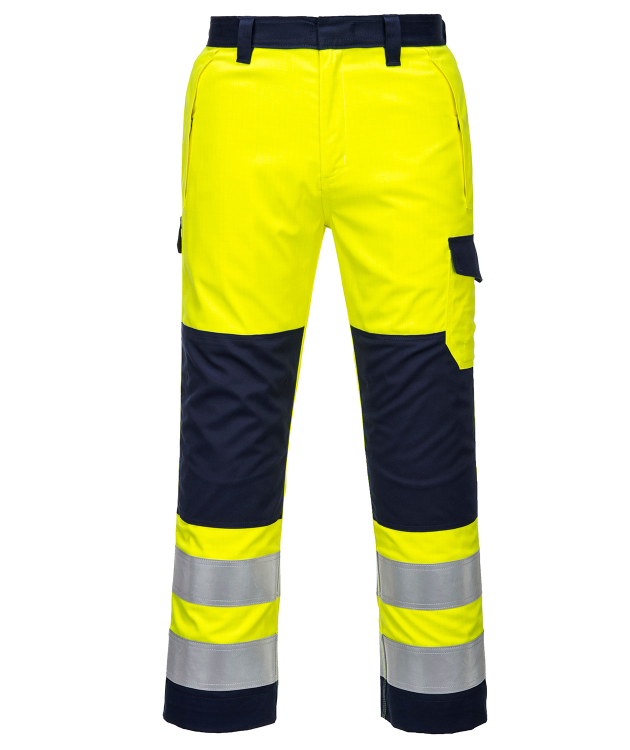 Portwest Modaflame arbejdsbukser, Hi-Vis gul/marine