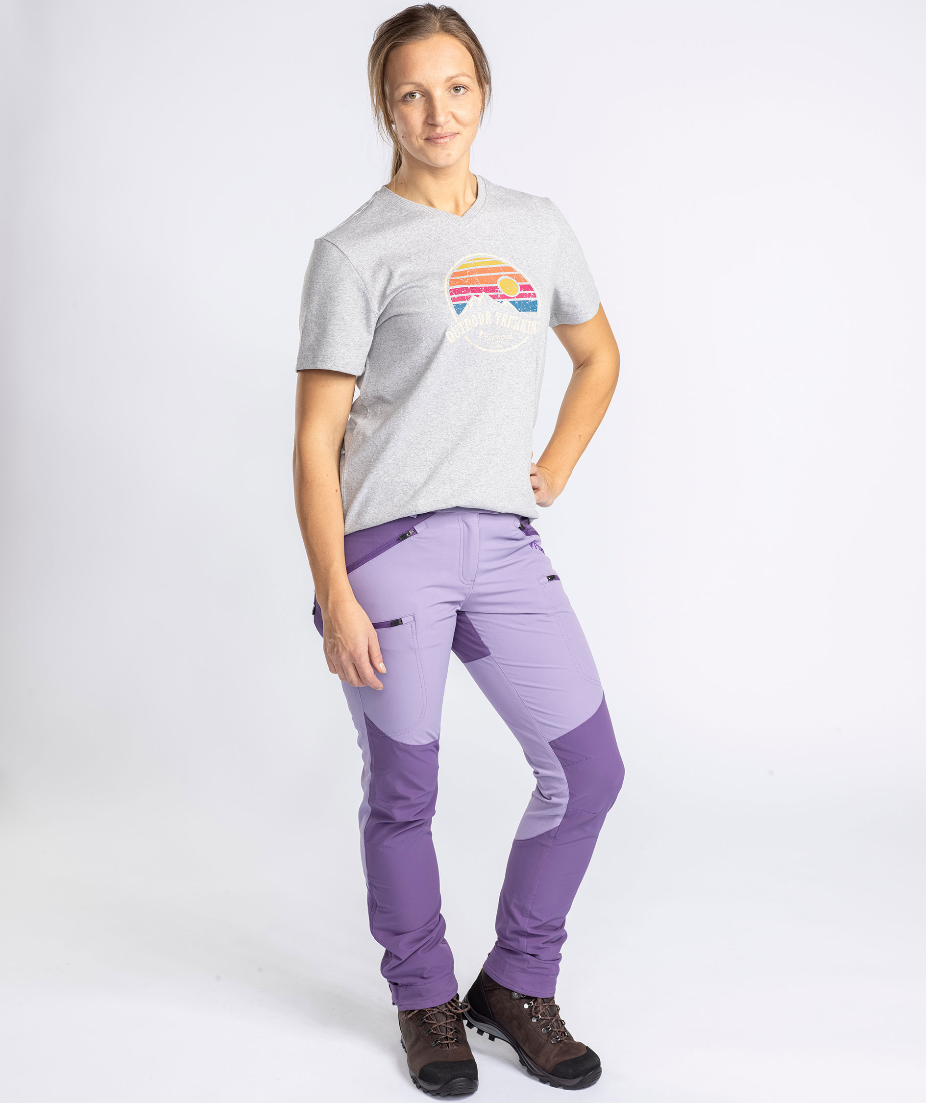 Pinewood Finnveden Outdoor dame T-shirt, Light Grey Melange, large image number 3