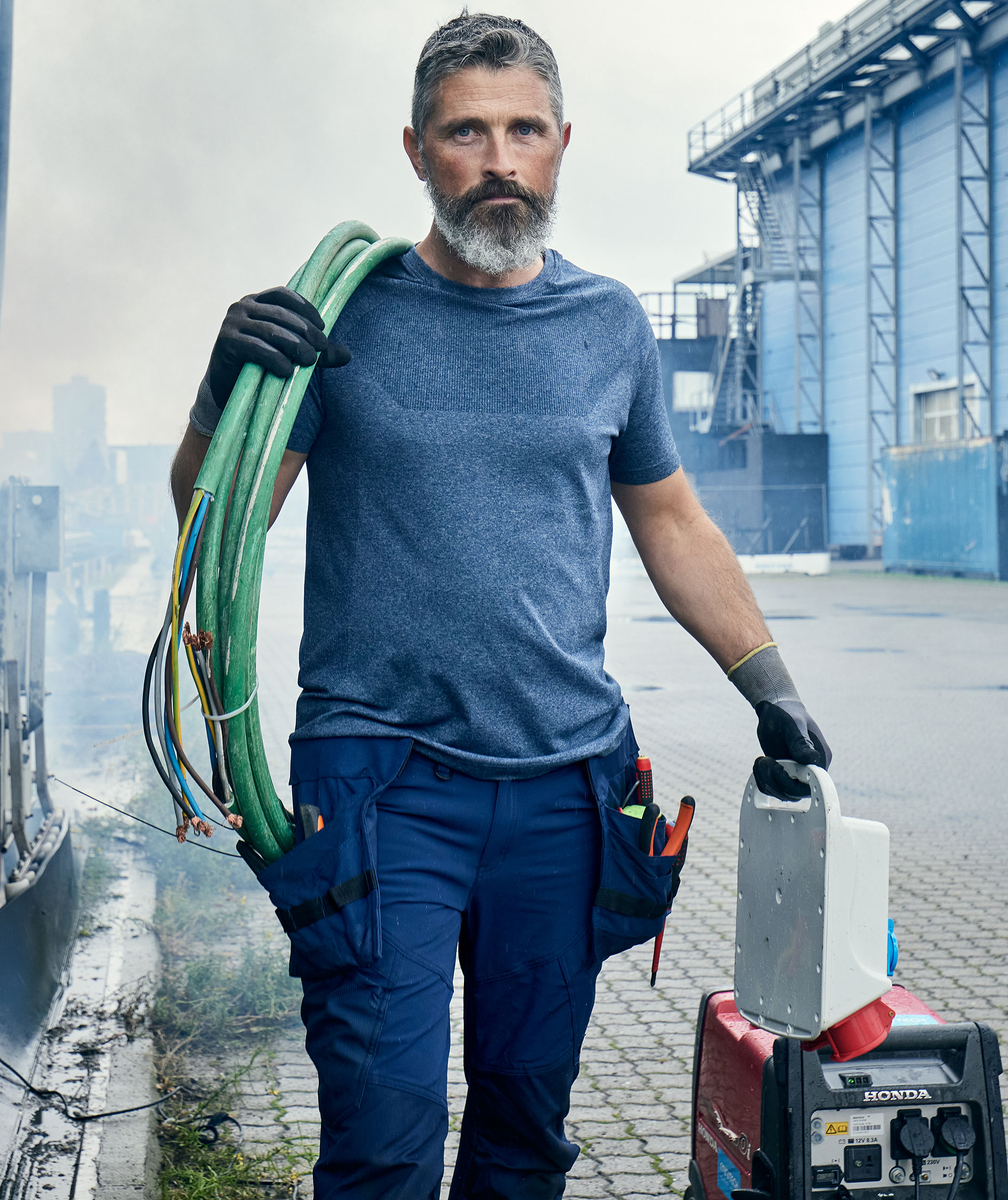 Engel X-treme arbetsbyxa Full stretch, Blue Ink, large image number 2