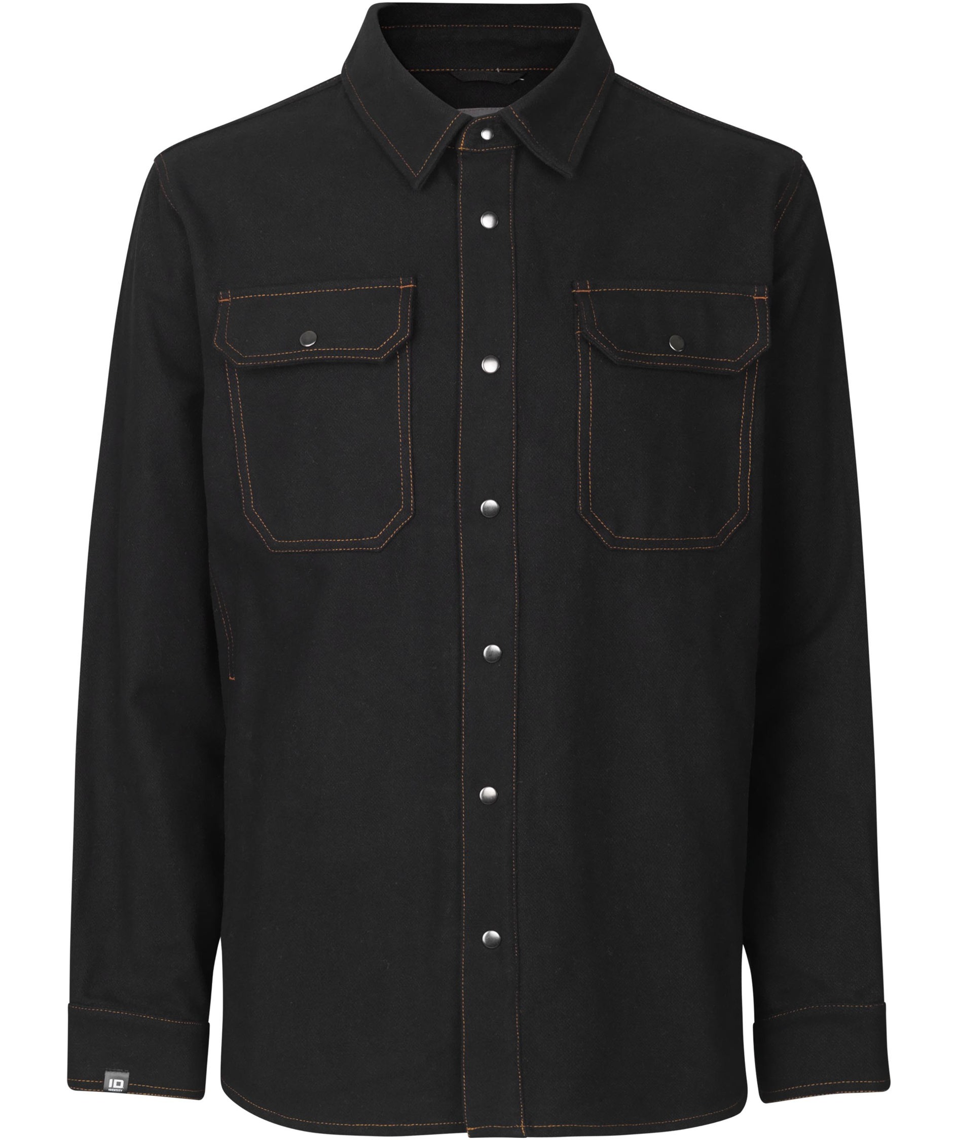 ID Modern fit flannelskjorte, Svart