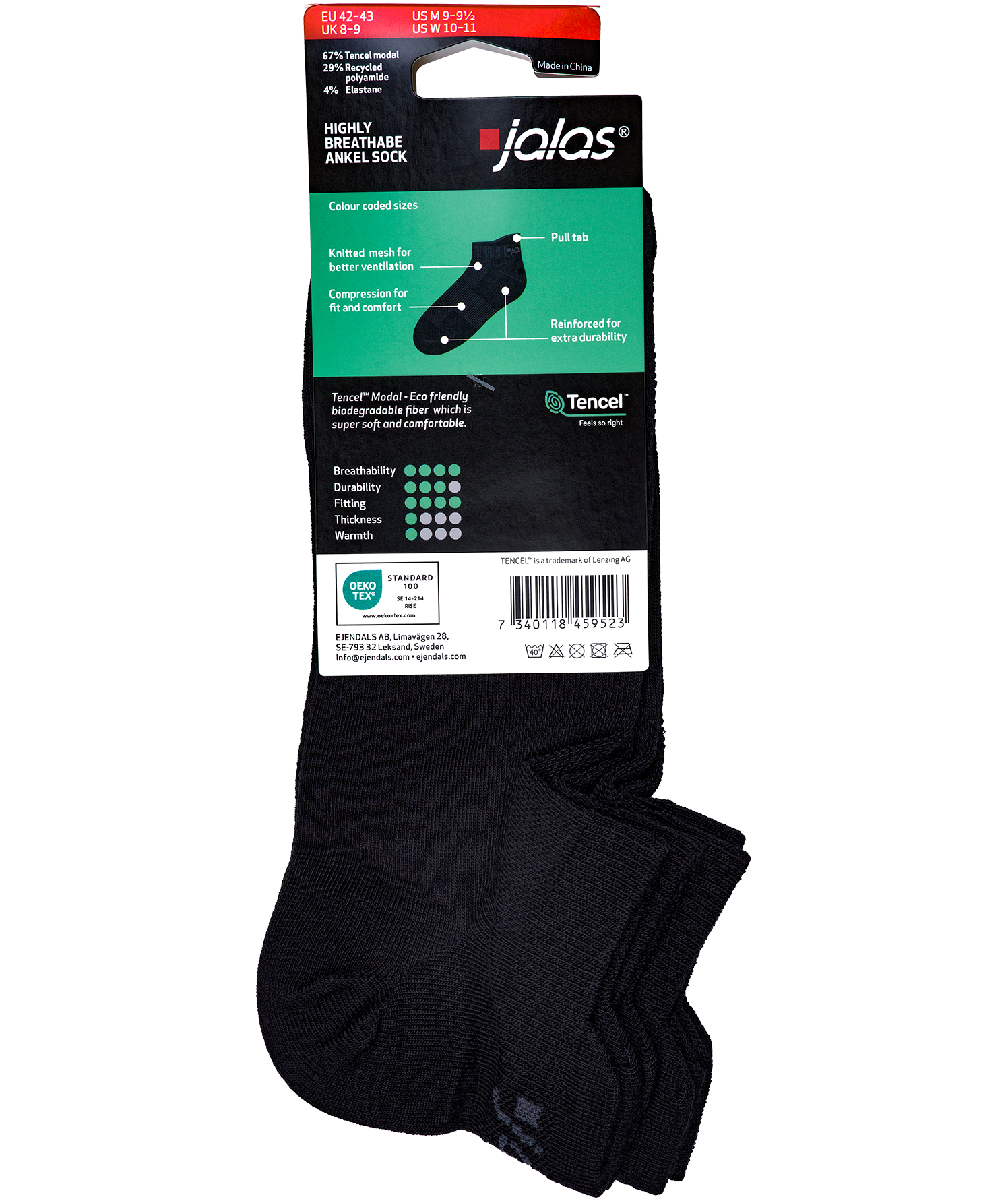 Jalas 2-pack ankel socks, Black, large image number 5