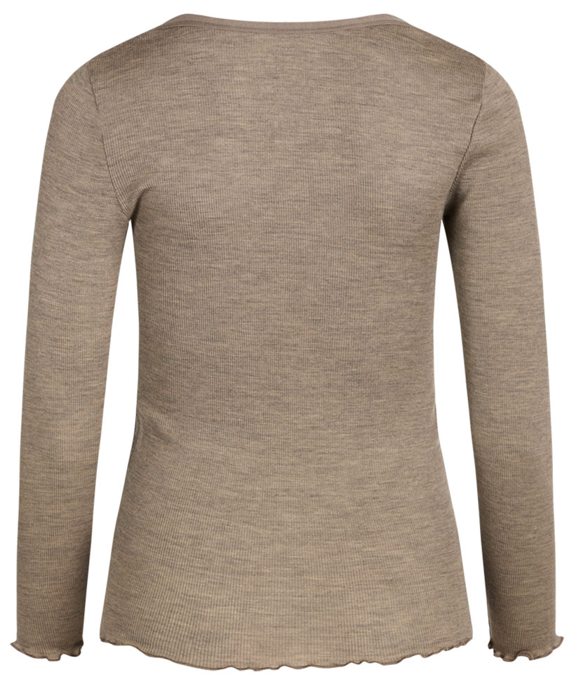 Claire Woman l&aring;ng&auml;rmad T-shirt med merinoull dam, Taupe melange