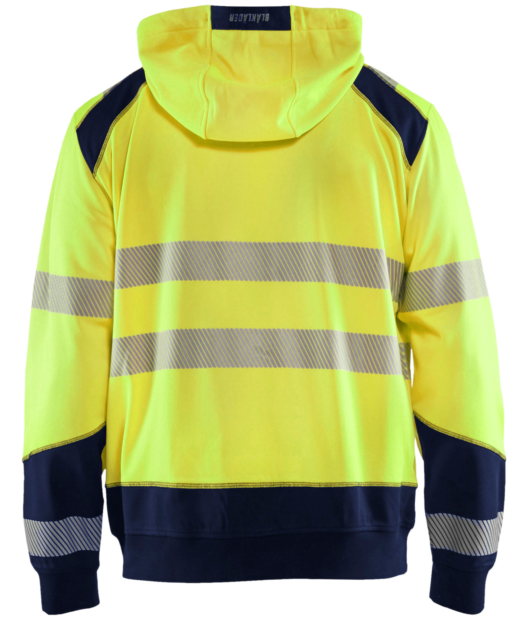 Bl&aring;kl&auml;der h&aelig;ttetr&oslash;je med lynl&aring;s, Hi-Vis gul/marine