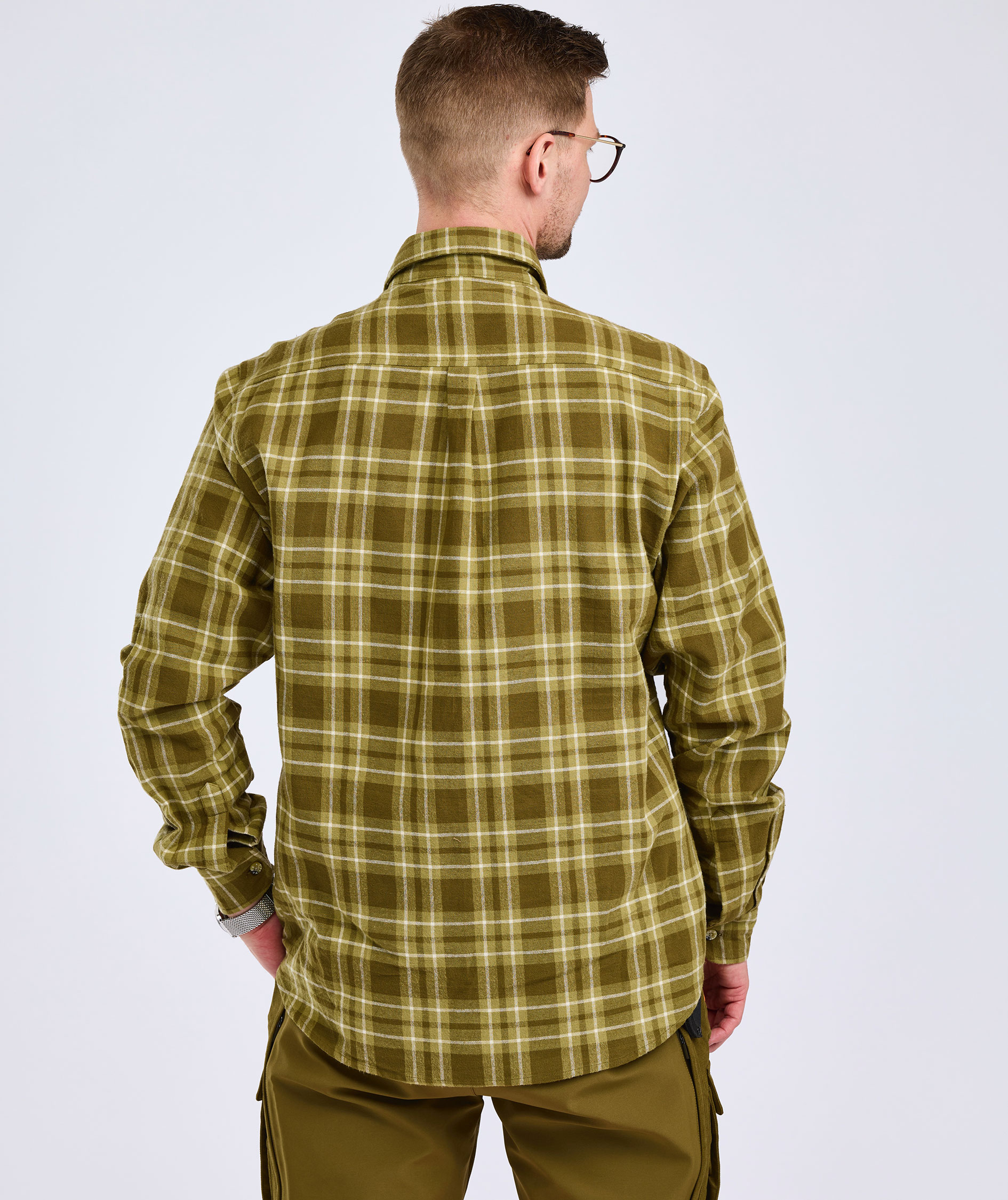 Pinewood H&auml;rjedalen regular fit flannel skovmandsskjorte, Olive green, large image number 3