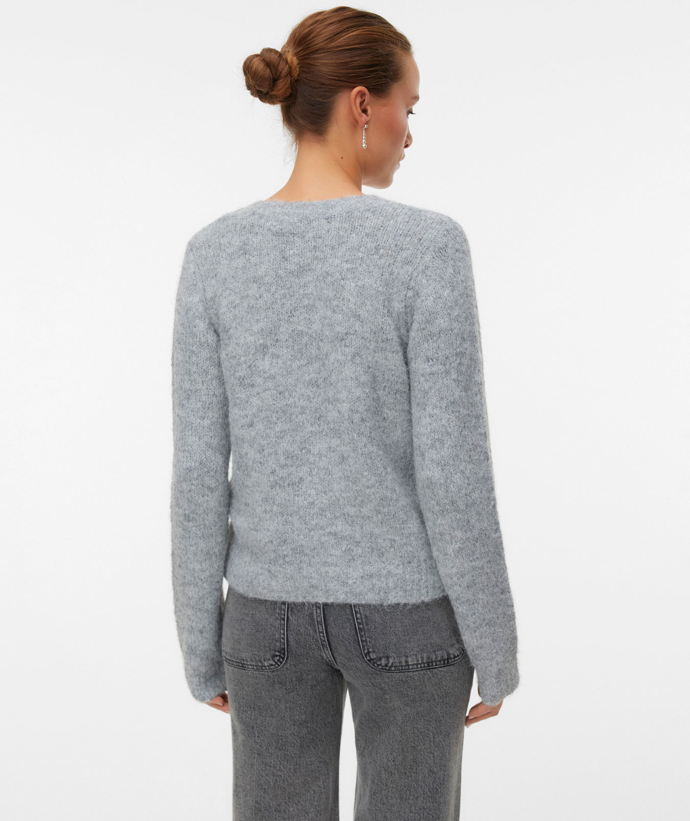 Vero Moda VMNOVAH women's knitted cardigan, Medium Grey Melange, large image number 2