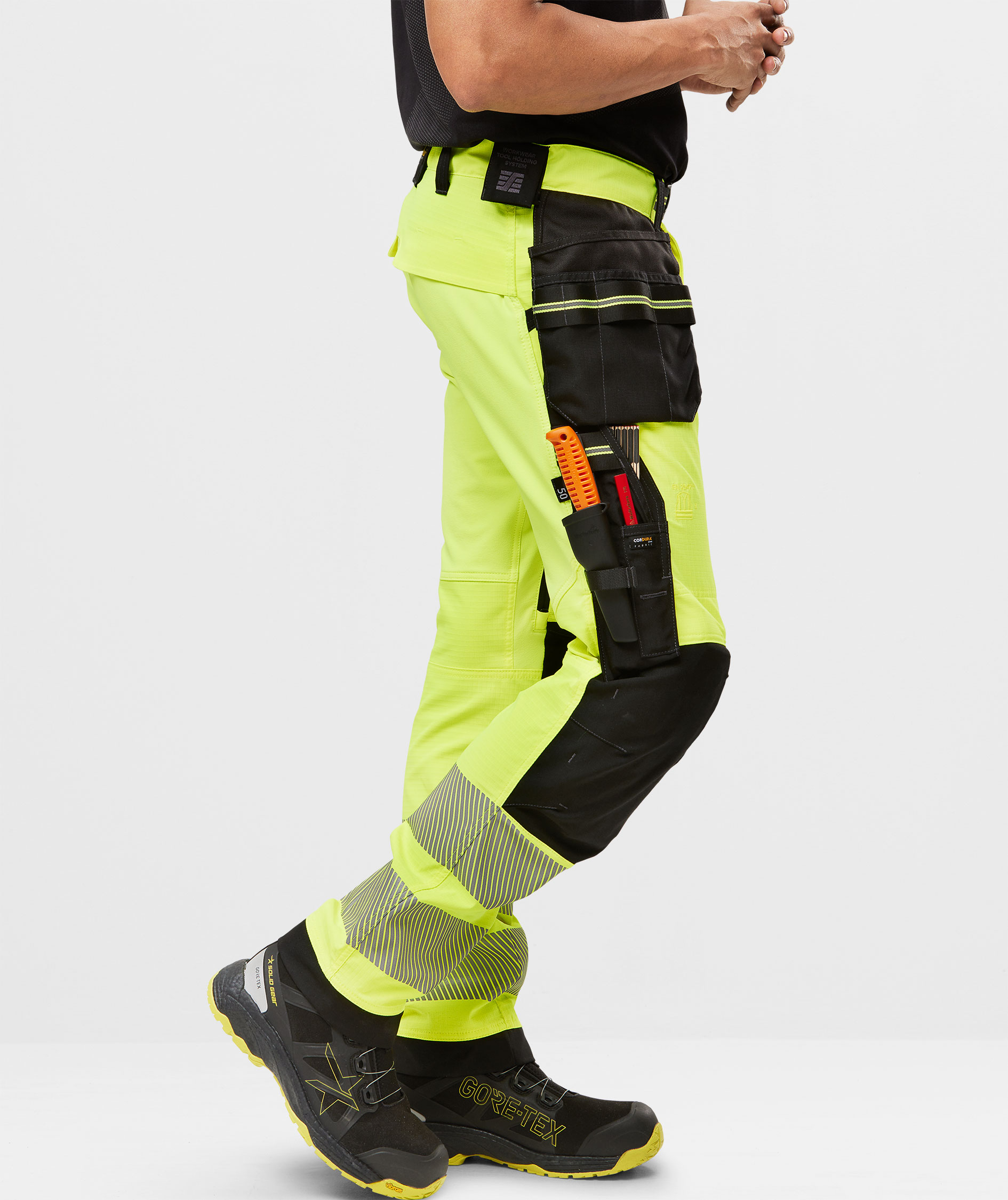 Snickers h&aring;ndverksbukse 6943, Hi-vis Gul/Svart, large image number 4