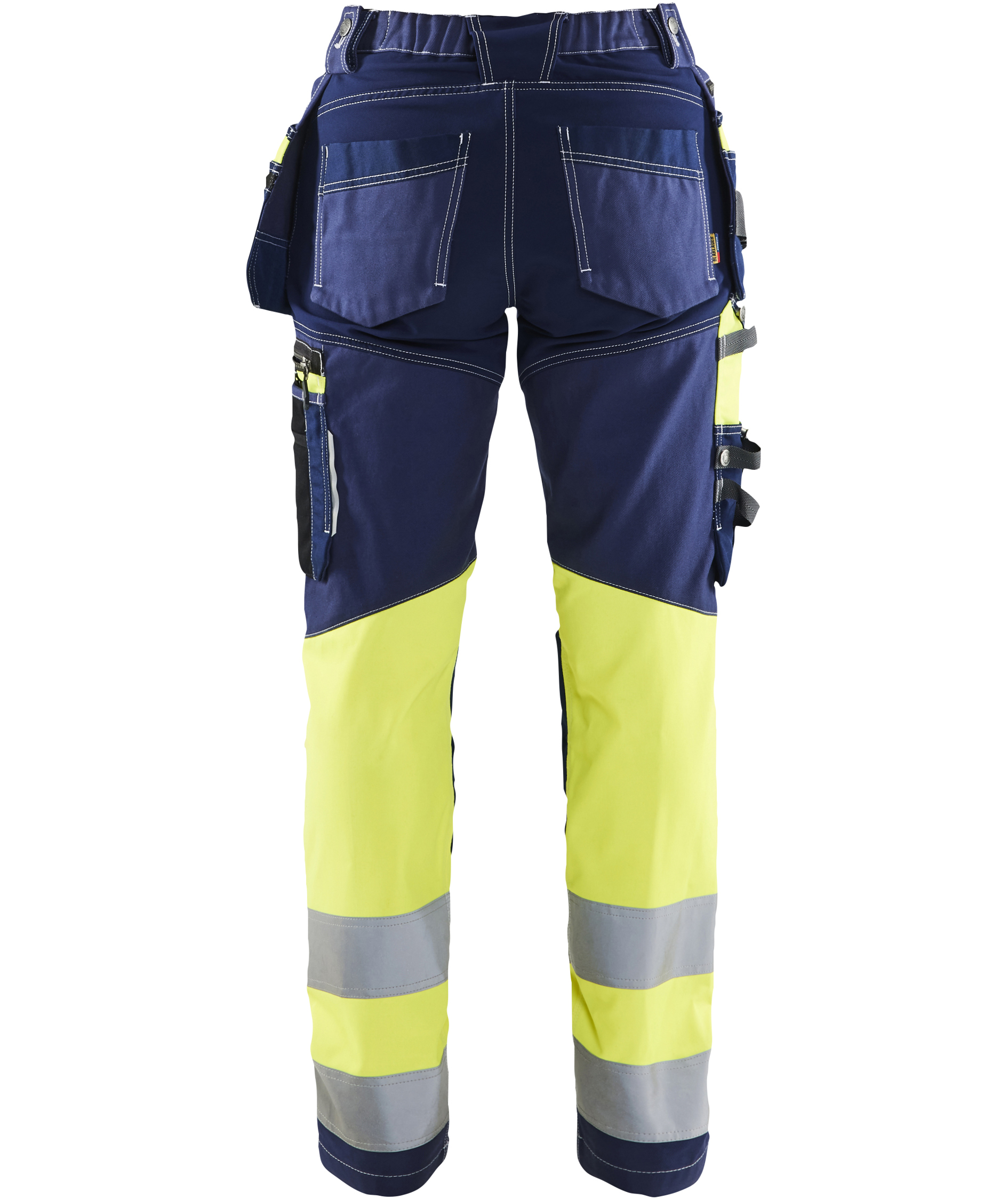 Bl&aring;kl&auml;der dame h&aring;ndv&aelig;rkerbukser, Marine/Hi-Vis gul, large image number 2