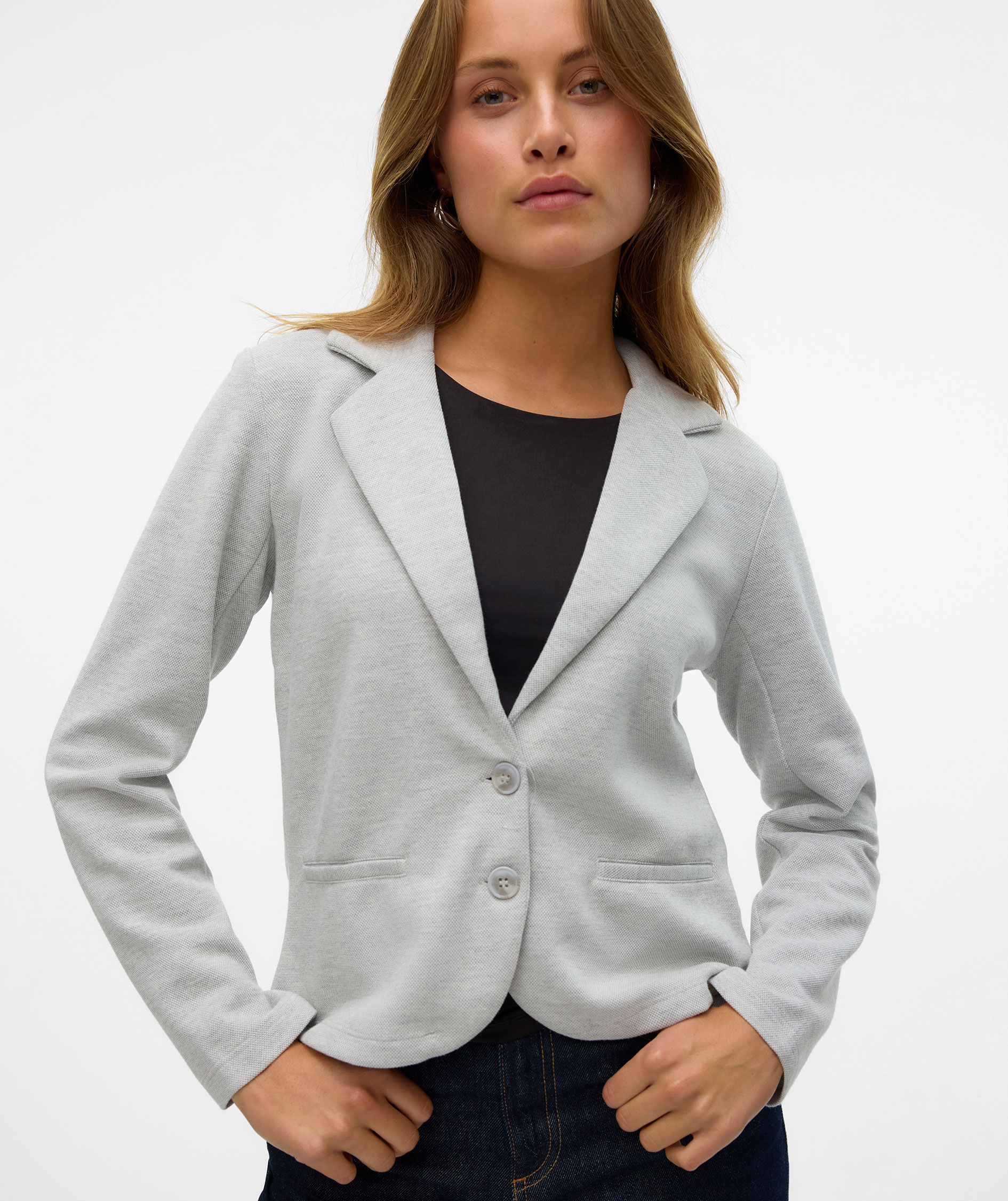 Vero Moda VMEMMA women's regular fit blazer, Light Grey Melange, large image number 4