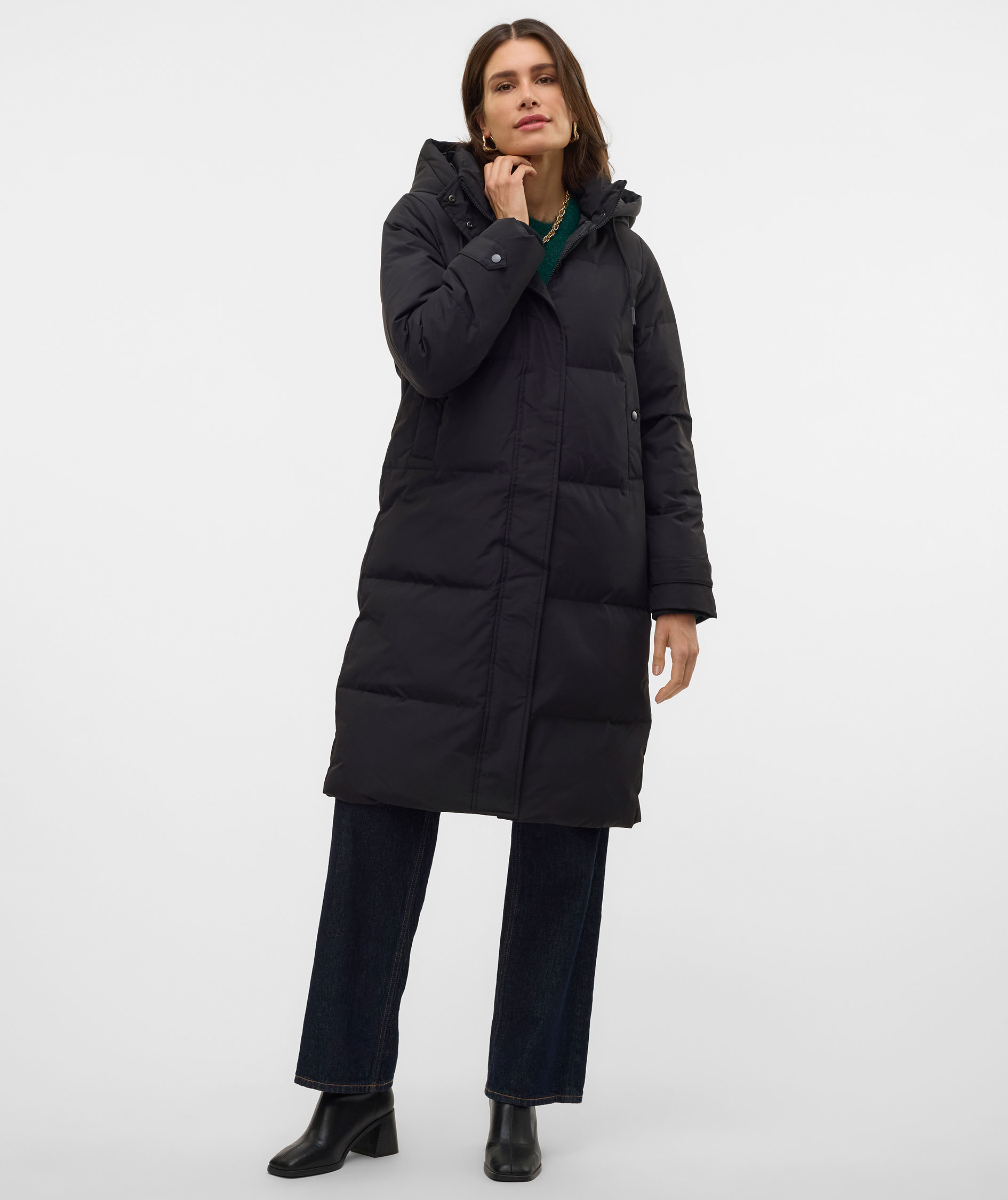 Vero Moda VMLEONIEANNE l&aring;ng dunjacka dam, Black