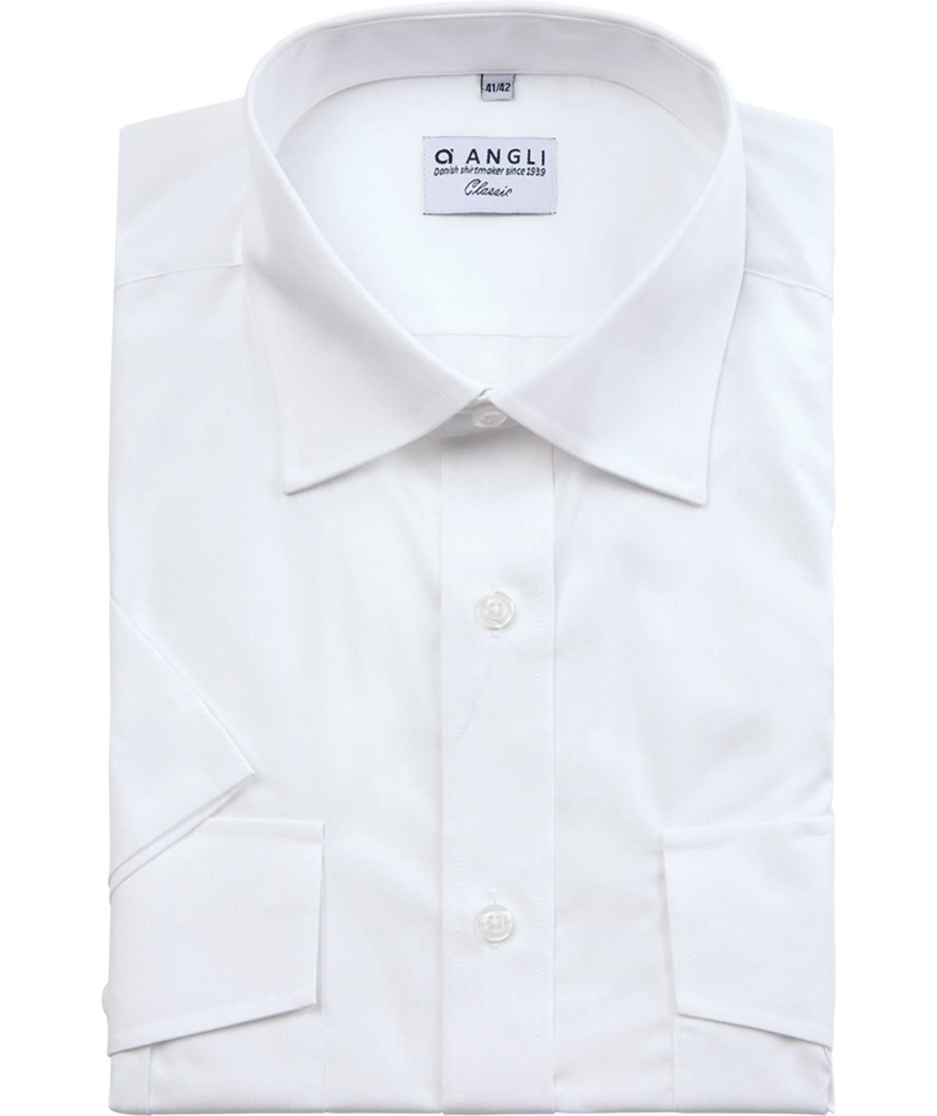 Angli Classic Fit kortermet uniformsskjorte, Hvit