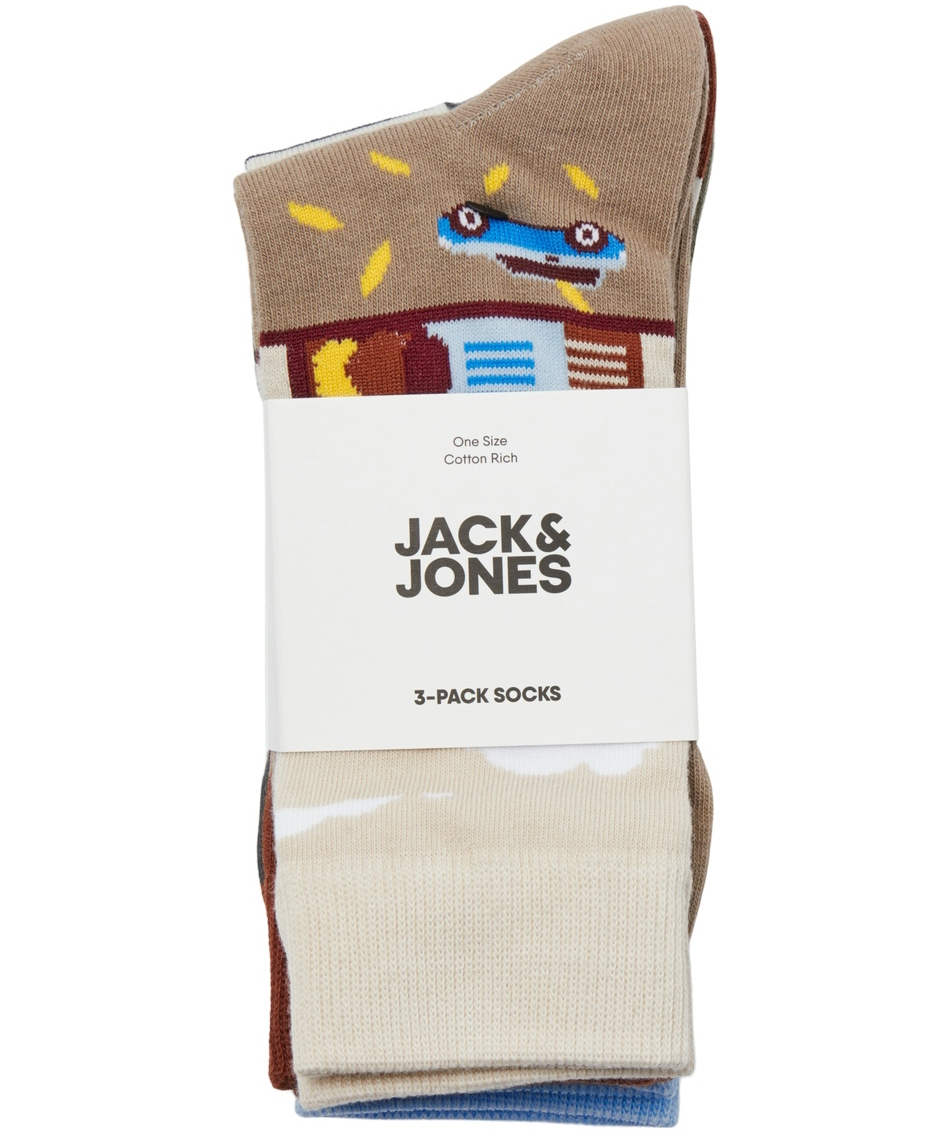Jack & Jones JACFALL 3-pack socks, Moonbeam/Greige/Brandy Brown, Moonbeam/Greige/Brandy Brown, large image number 4