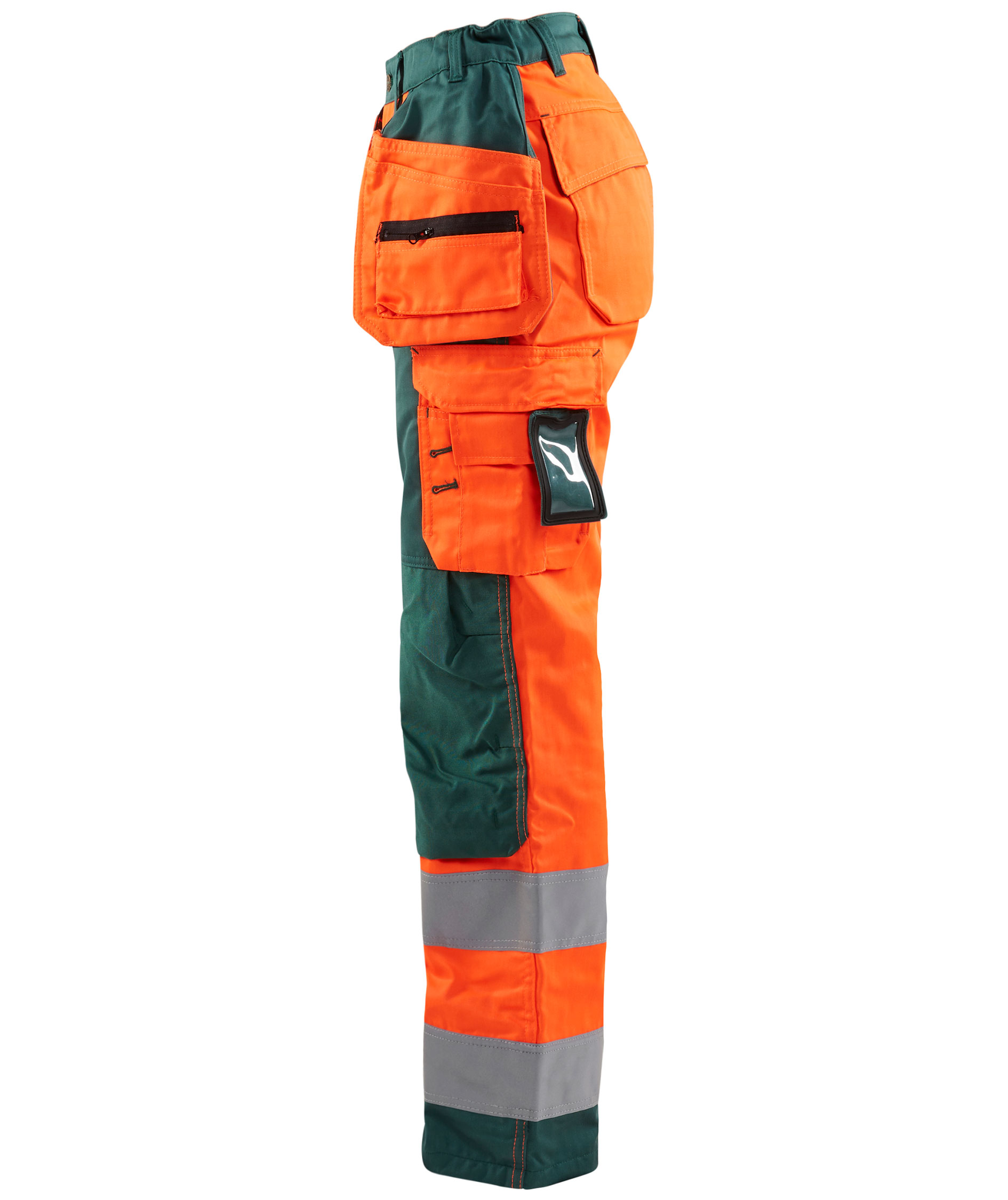 Bl&aring;kl&auml;der dame h&aring;ndv&aelig;rkerbukser, Hi-vis Orange/Gr&oslash;n, large image number 3