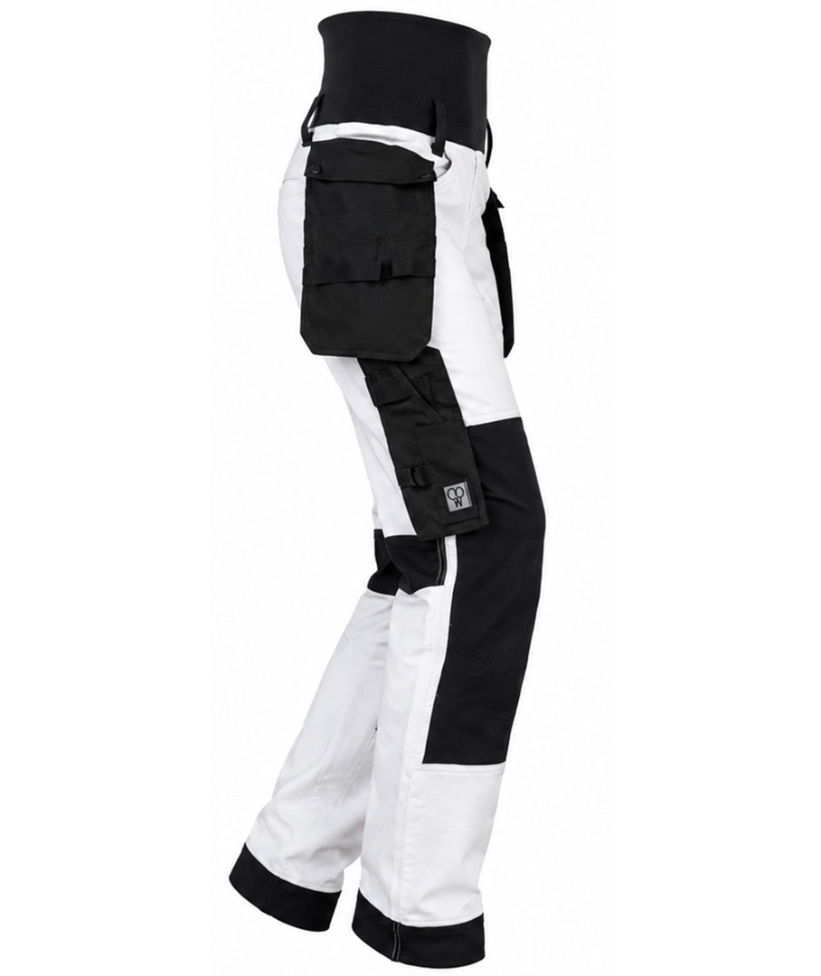 CO Workwear dame h&aring;ndv&aelig;rkerbukser full stretch, Hvid, large image number 4