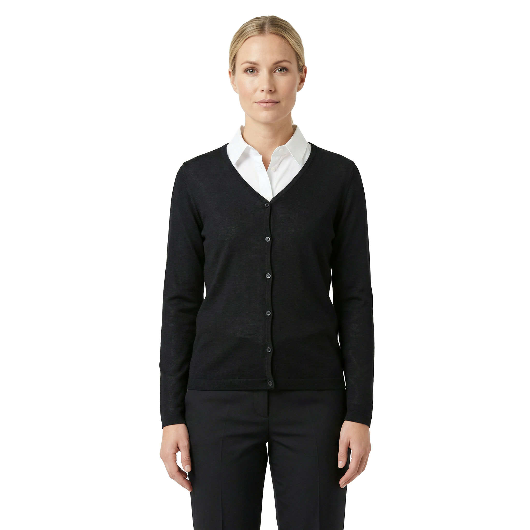 ID women's knitted cardigan with merino wool, Black, large image number 2
