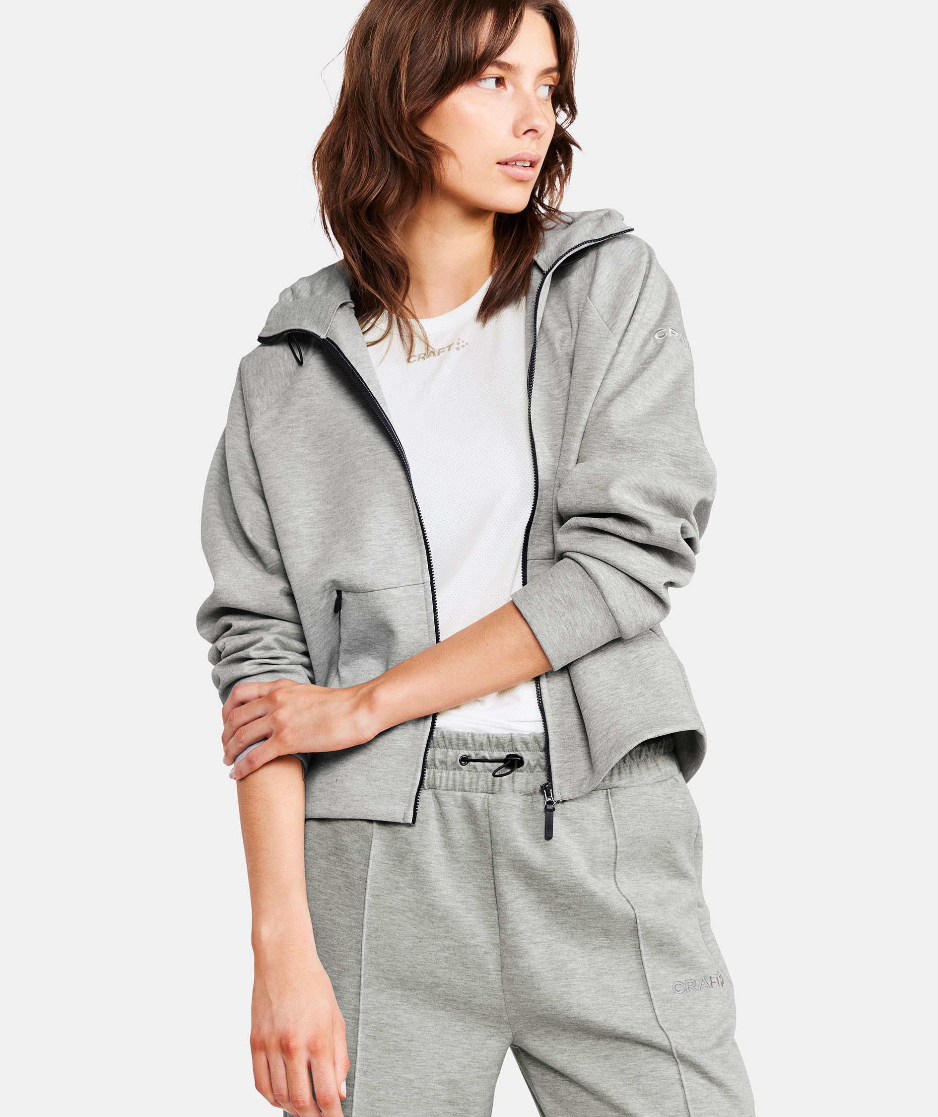 Craft ADV Join Damen Hoodie mit Rei&szlig;verschluss, Grey melange, large image number 3