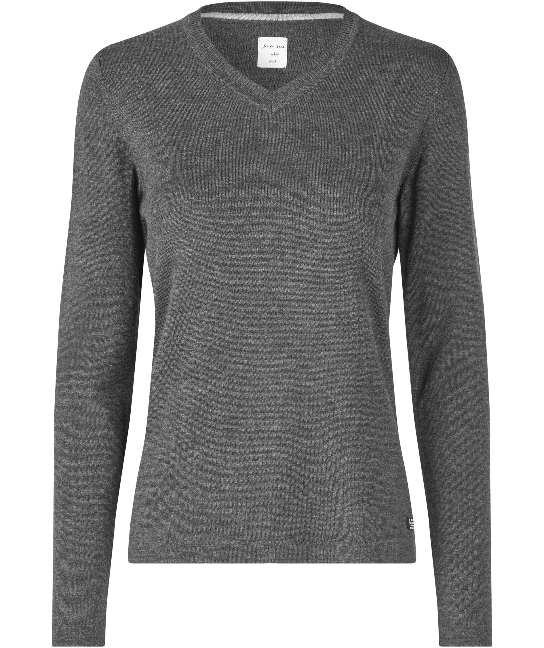 Seven Seas women's knitted pullover with wool, Dark Grey Melange
